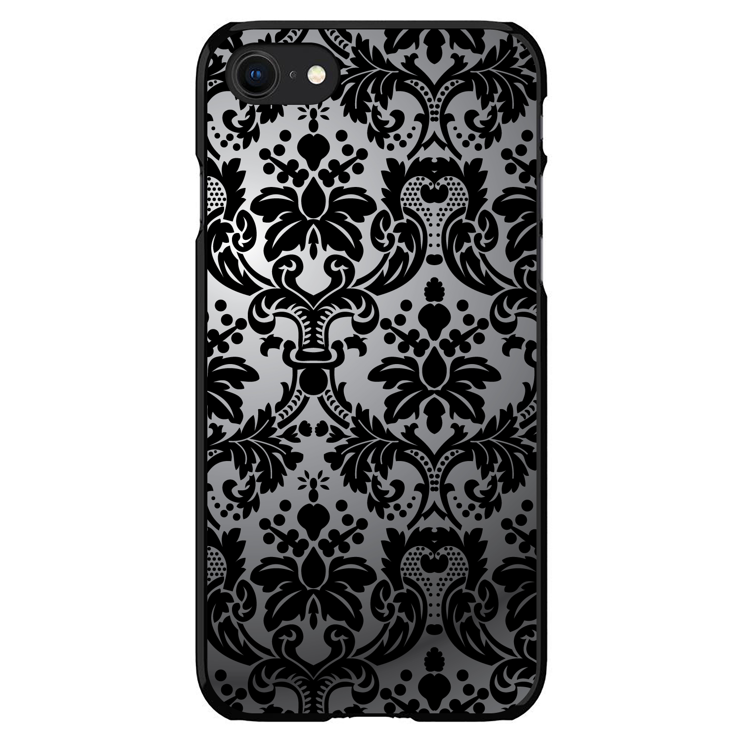Hard Case Cover for iPhone / Samsung Galaxy Silver Black Damask - Picture 6 of 39