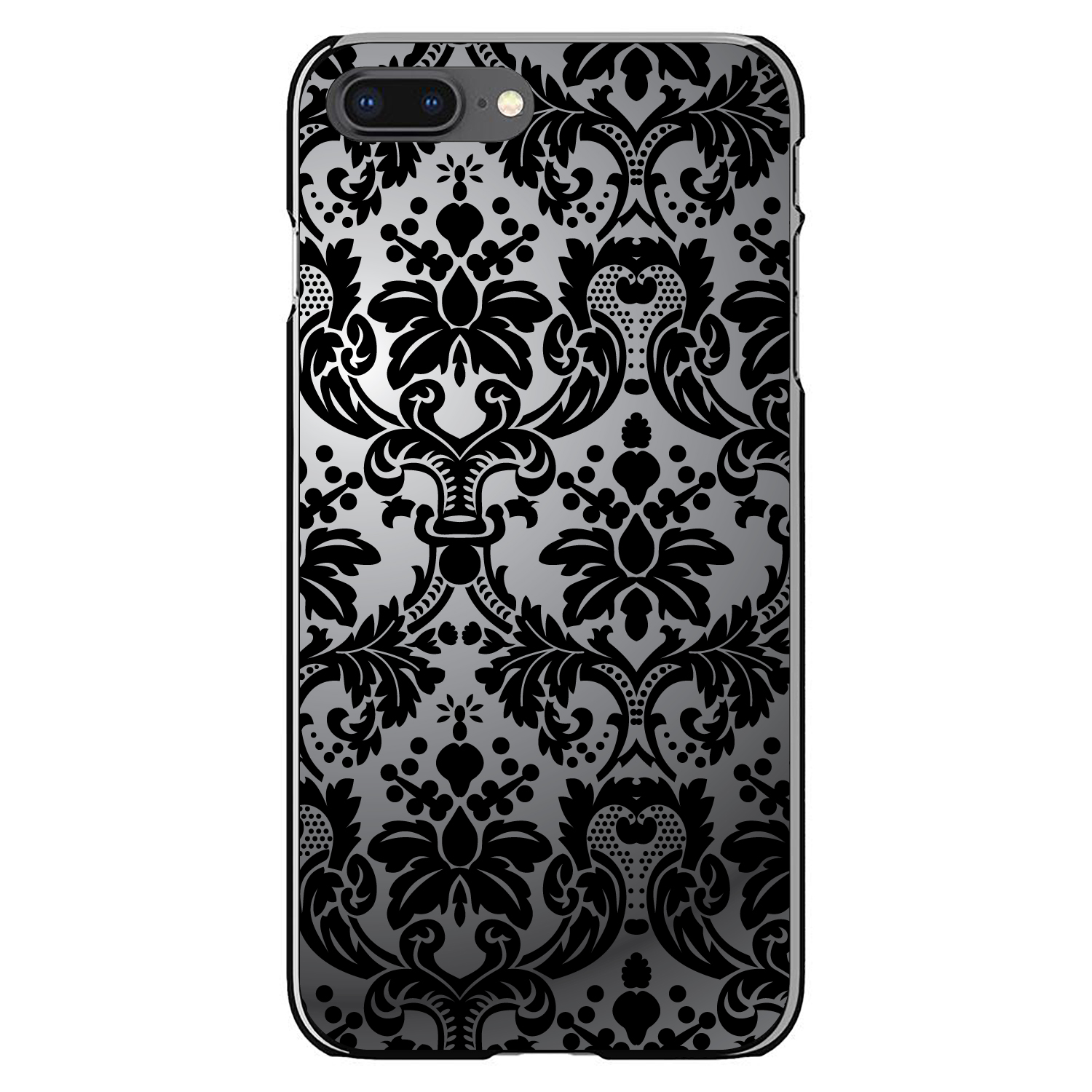 Hard Case Cover for iPhone / Samsung Galaxy Silver Black Damask - Picture 7 of 39