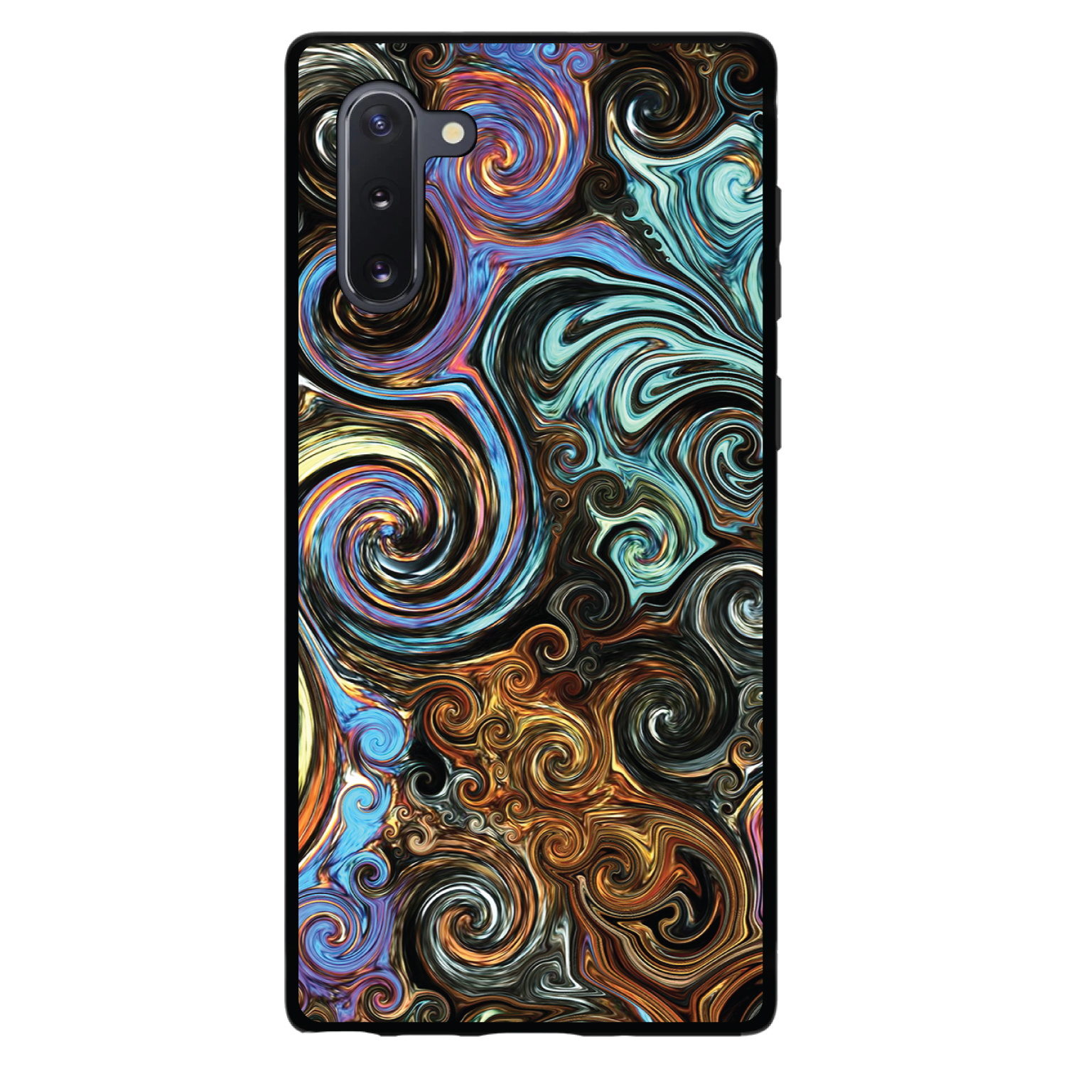 Funda rígida para Samsung Galaxy Note dorada marrón negro remolinos abstractos - Imagen 4 de 7