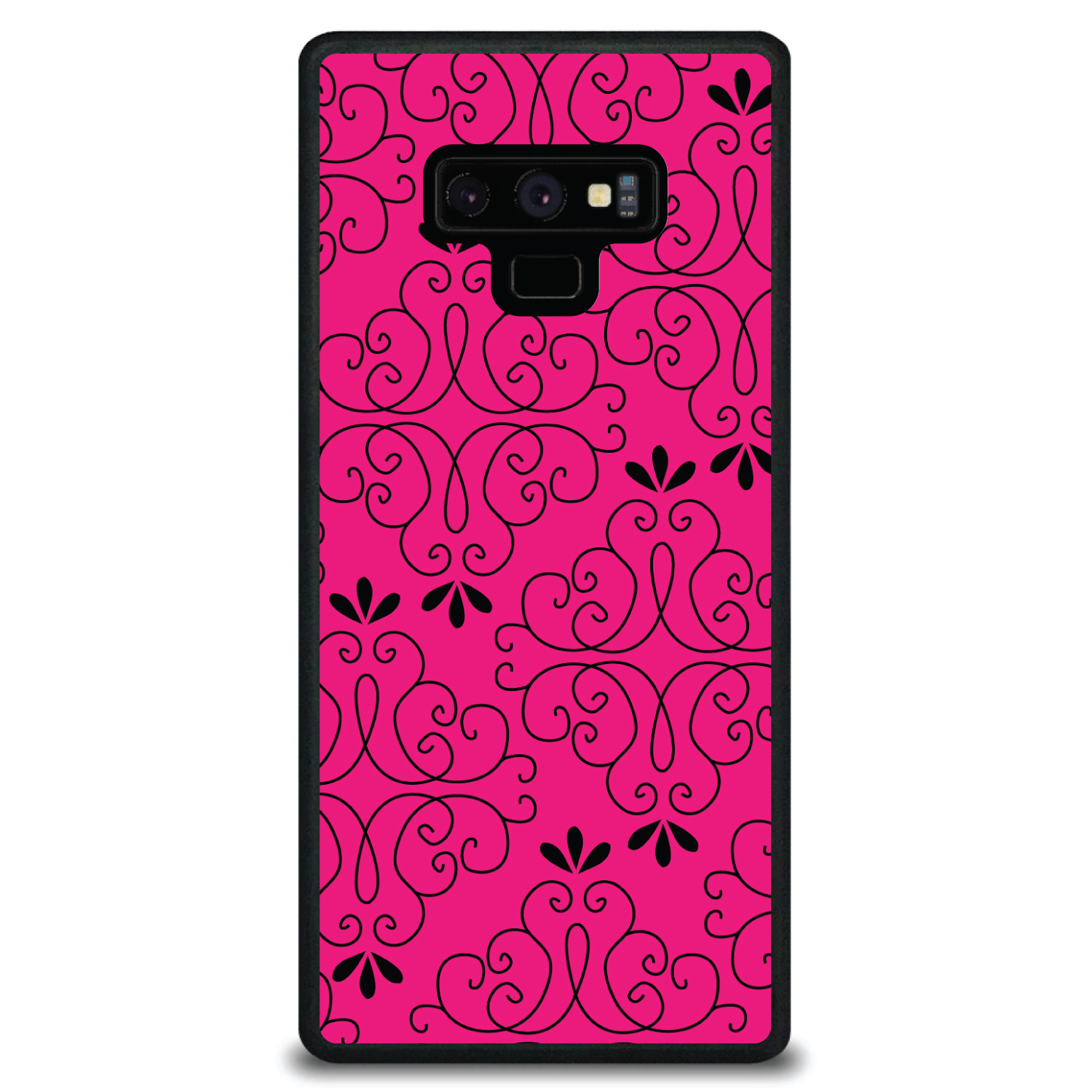 Funda rígida para Samsung Galaxy Note rosa neón negro patrón floral - Imagen 6 de 7
