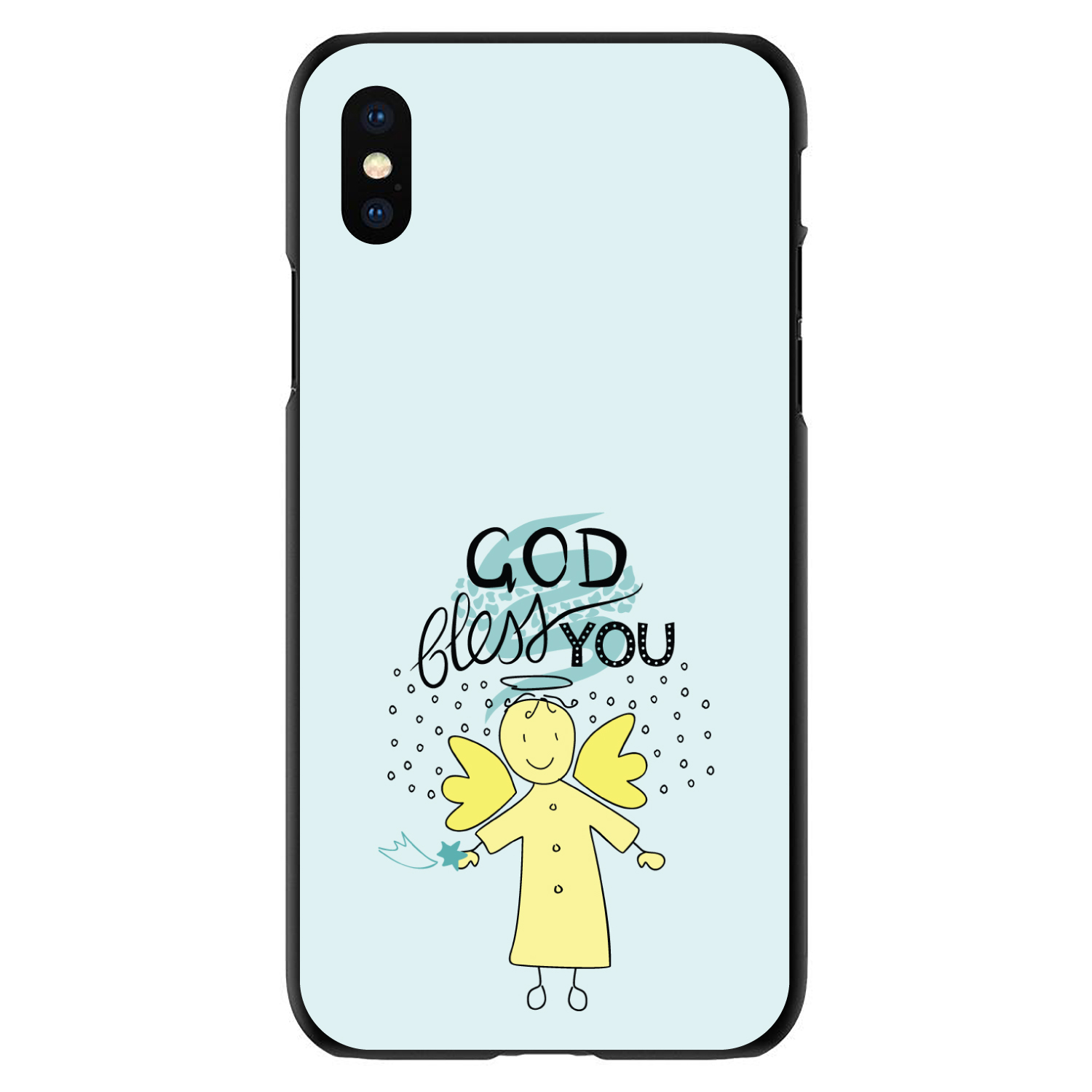 Hard Case Cover for iPhone / Samsung Galaxy God Bless You Angel - Yellow Teal - Picture 6 of 38
