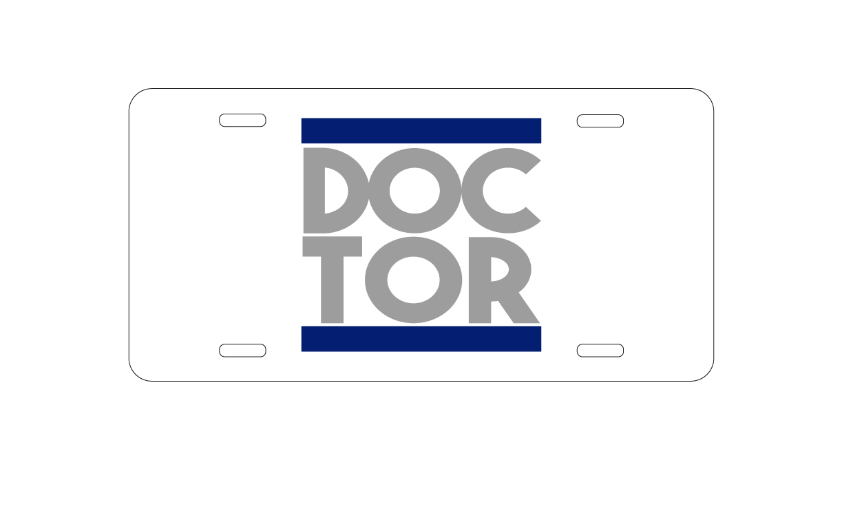 DOCTOR Word Art aluminum license plate — printed by hand at DistinctInk