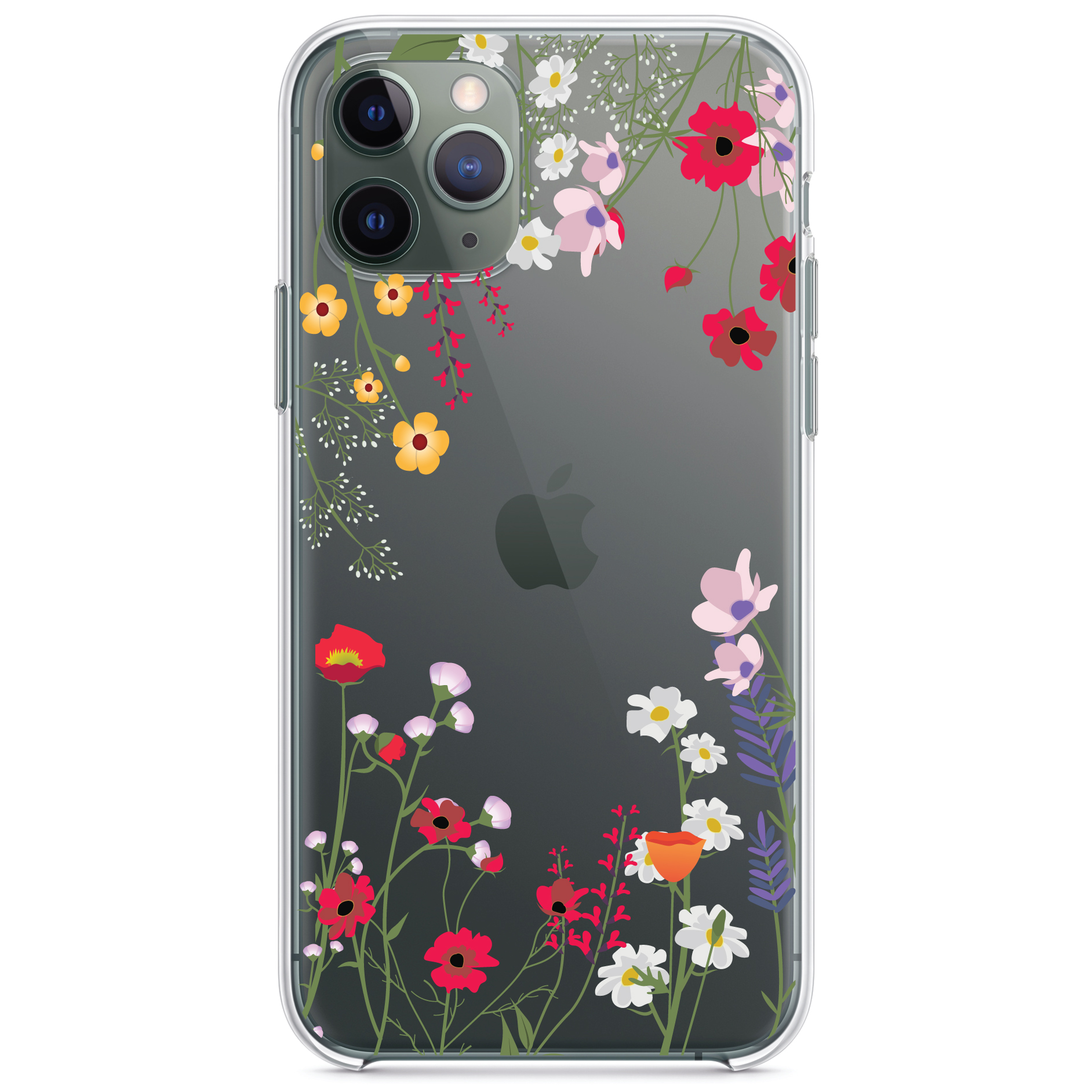 Clear Case for iPhone Pick Model Wildflowers Border Blue Pink Purple