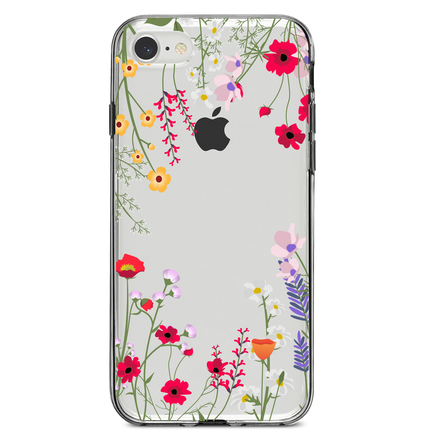 Clear Case For Iphone Pick Model Wildflowers Border Blue Pink Purple Ebay