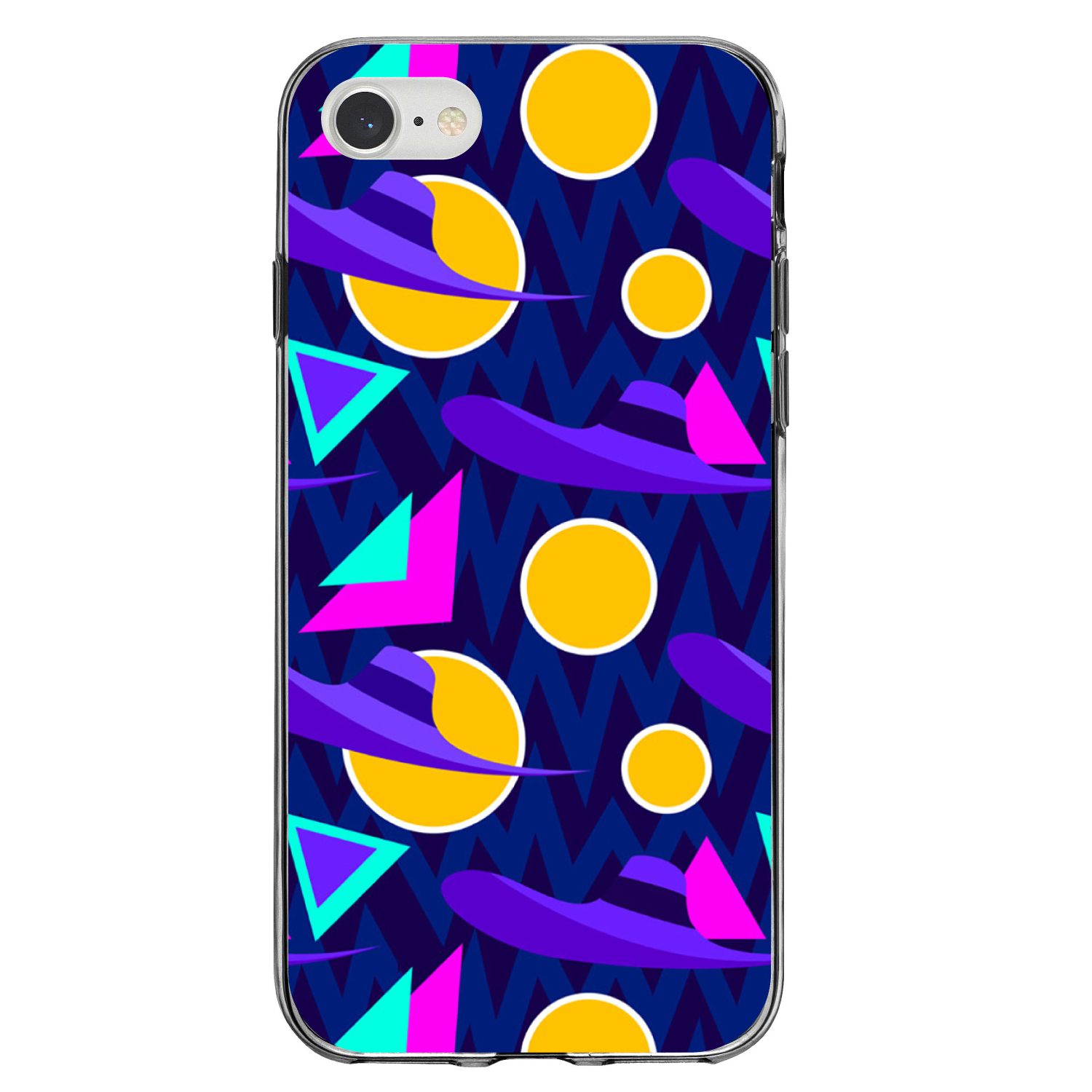 Clear Case For Iphone Pick Model Pink Purple Yellow 90s Pattern Ebay