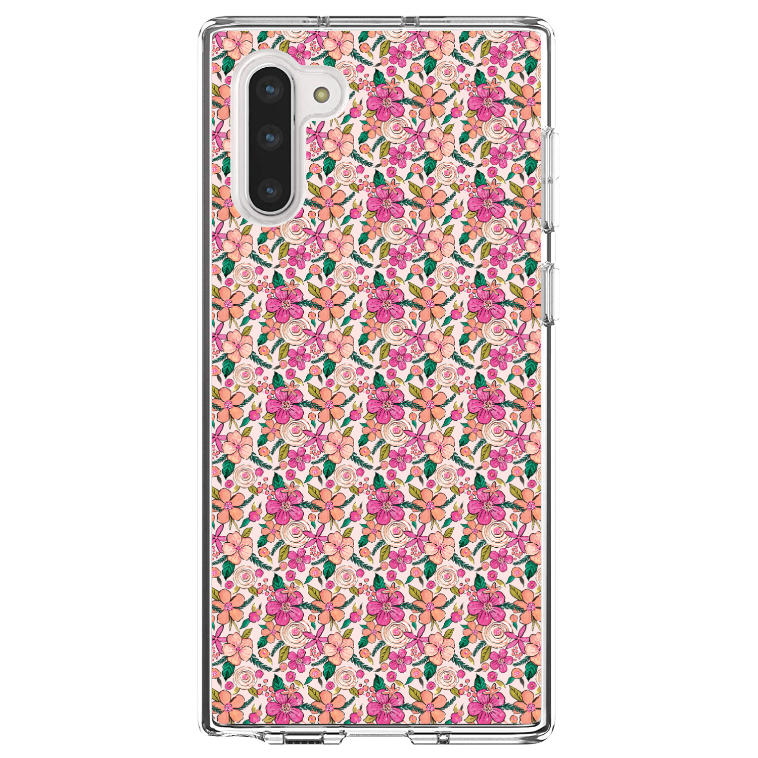 Clear Case for Galaxy Note Preppy Pink Flowers Floral - Picture 4 of 7