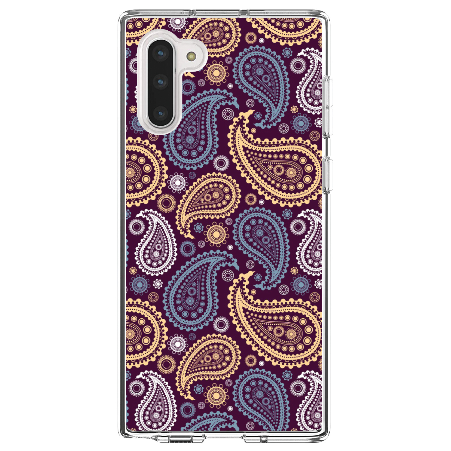 Clear Case for Galaxy Note Purple Yellow Blue Paisley - Picture 4 of 7