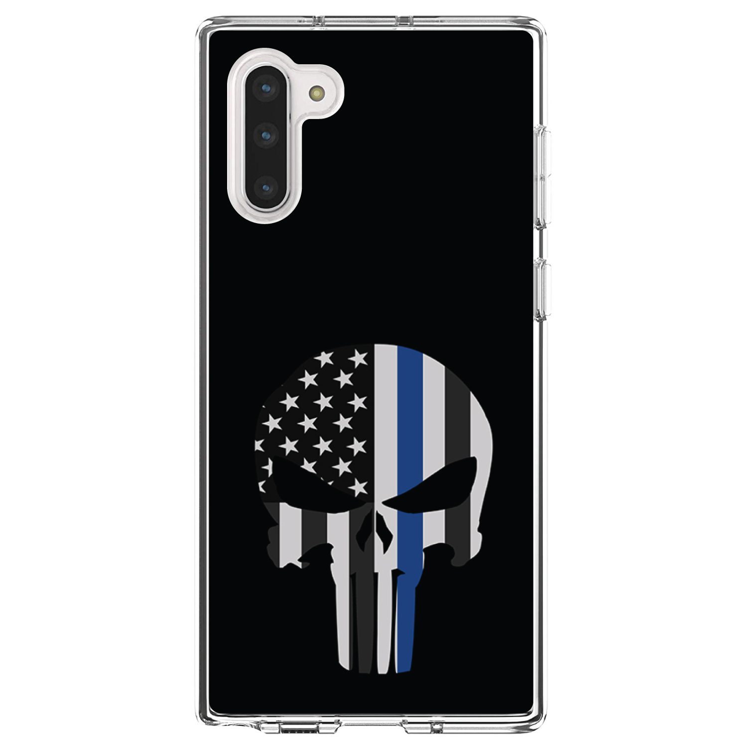 Clear Case for Galaxy Note Thin Blue Line Skull - Picture 4 of 7