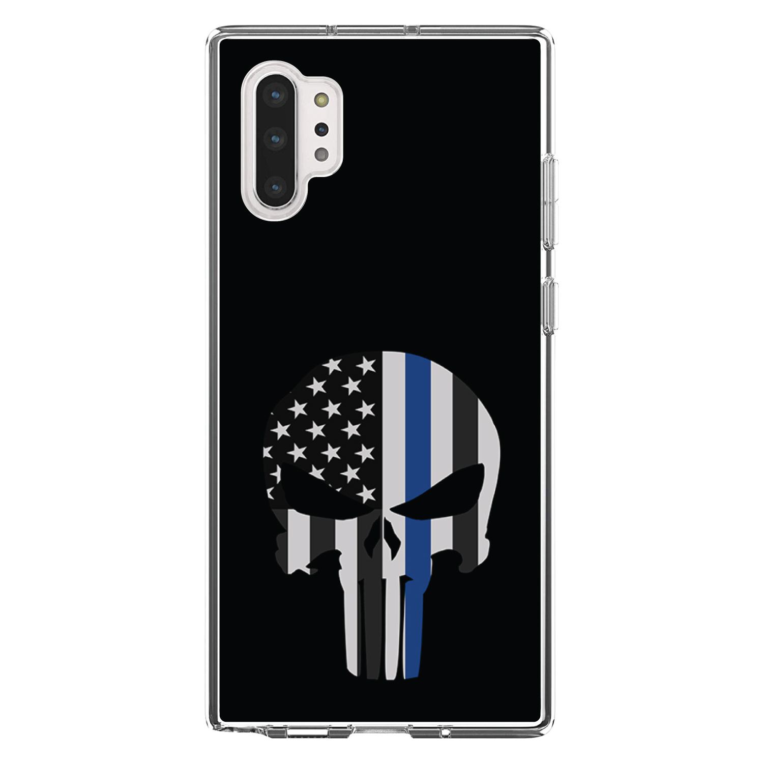 Clear Case for Galaxy Note Thin Blue Line Skull - Picture 5 of 7