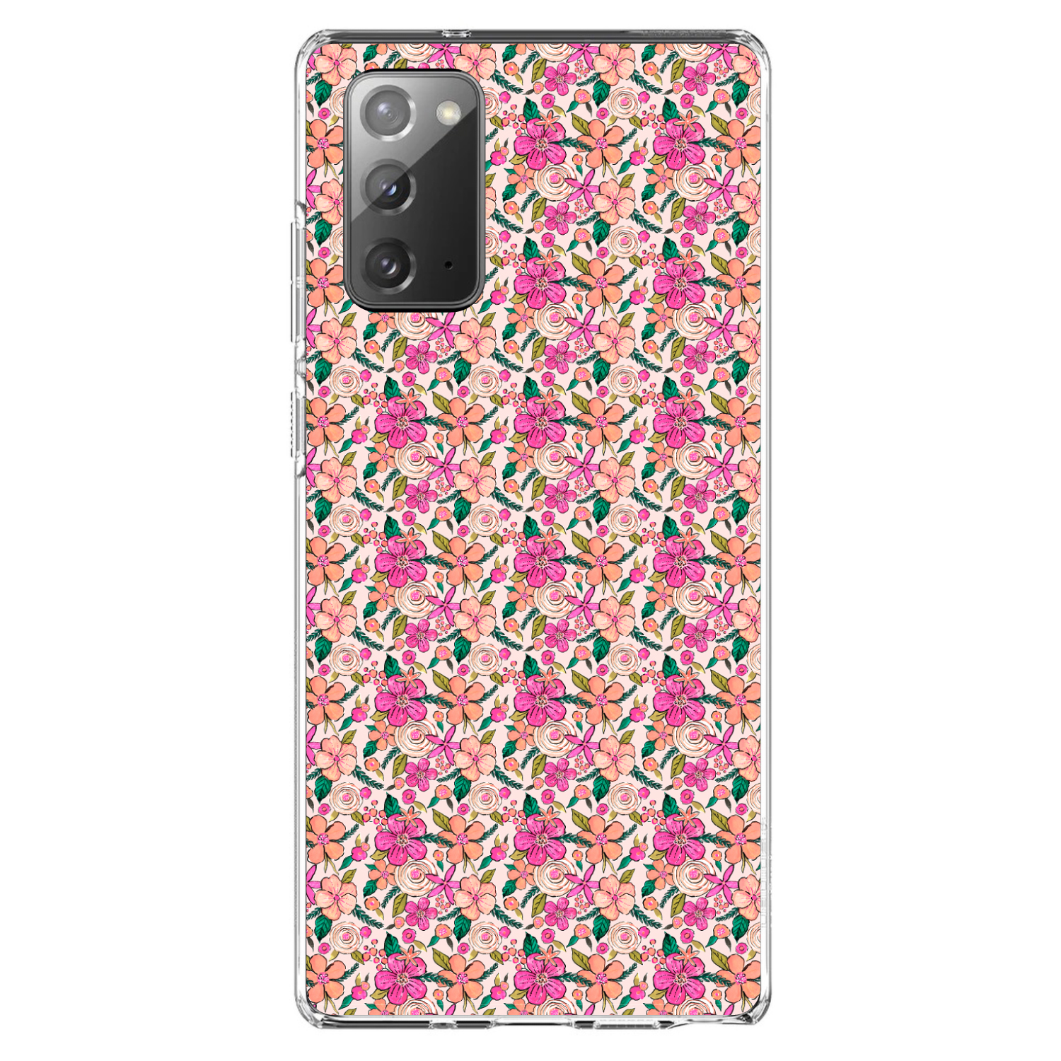 Clear Case for Galaxy Note Preppy Pink Flowers Floral - Picture 2 of 7