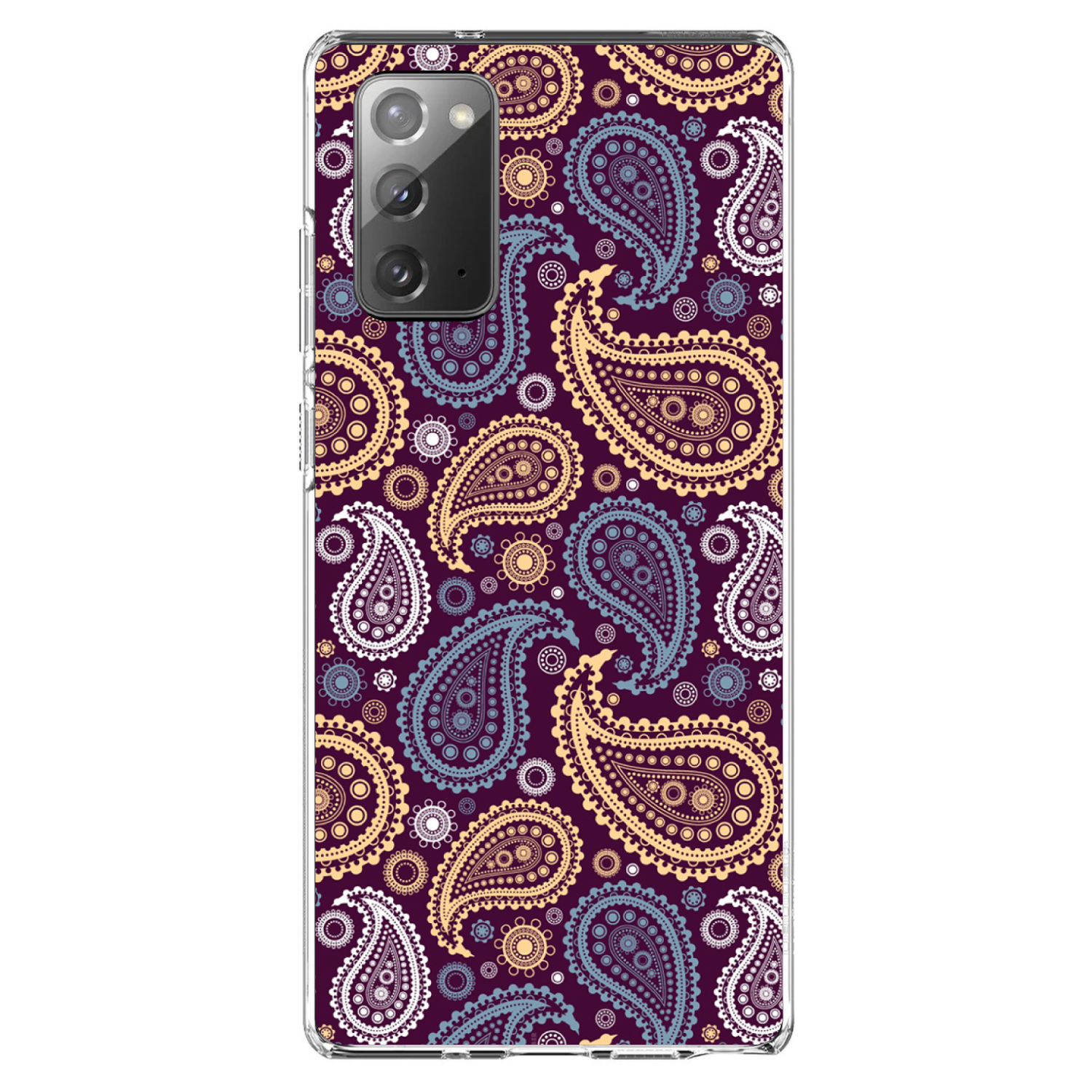 Clear Case for Galaxy Note Purple Yellow Blue Paisley - Picture 2 of 7