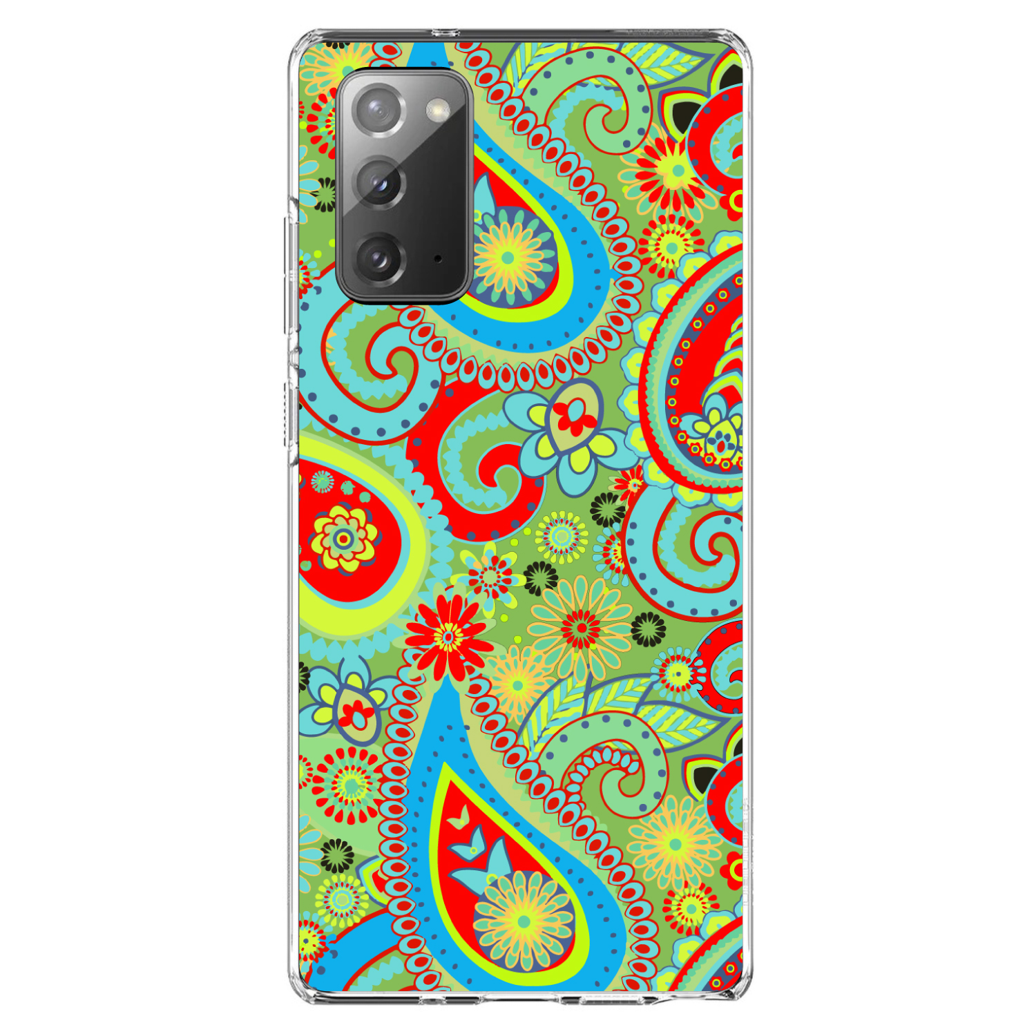 Clear Case for Galaxy Note Green Red Blue Paisley