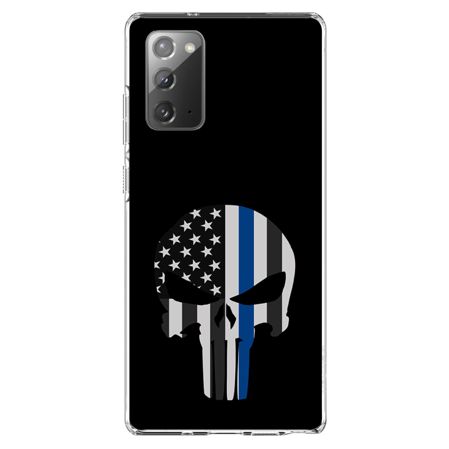 Clear Case for Galaxy Note Thin Blue Line Skull - Picture 2 of 7