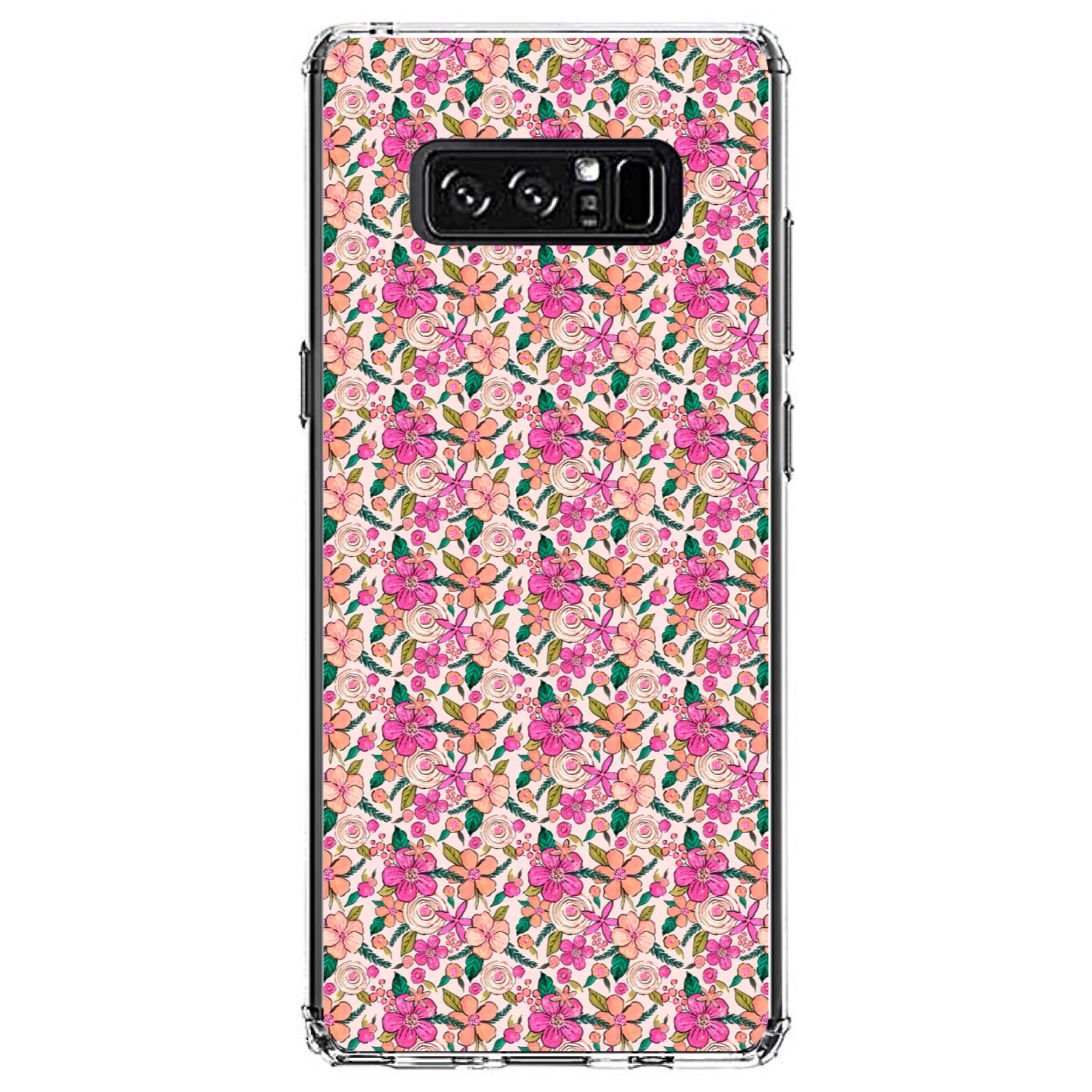 Clear Case for Galaxy Note Preppy Pink Flowers Floral - Picture 7 of 7