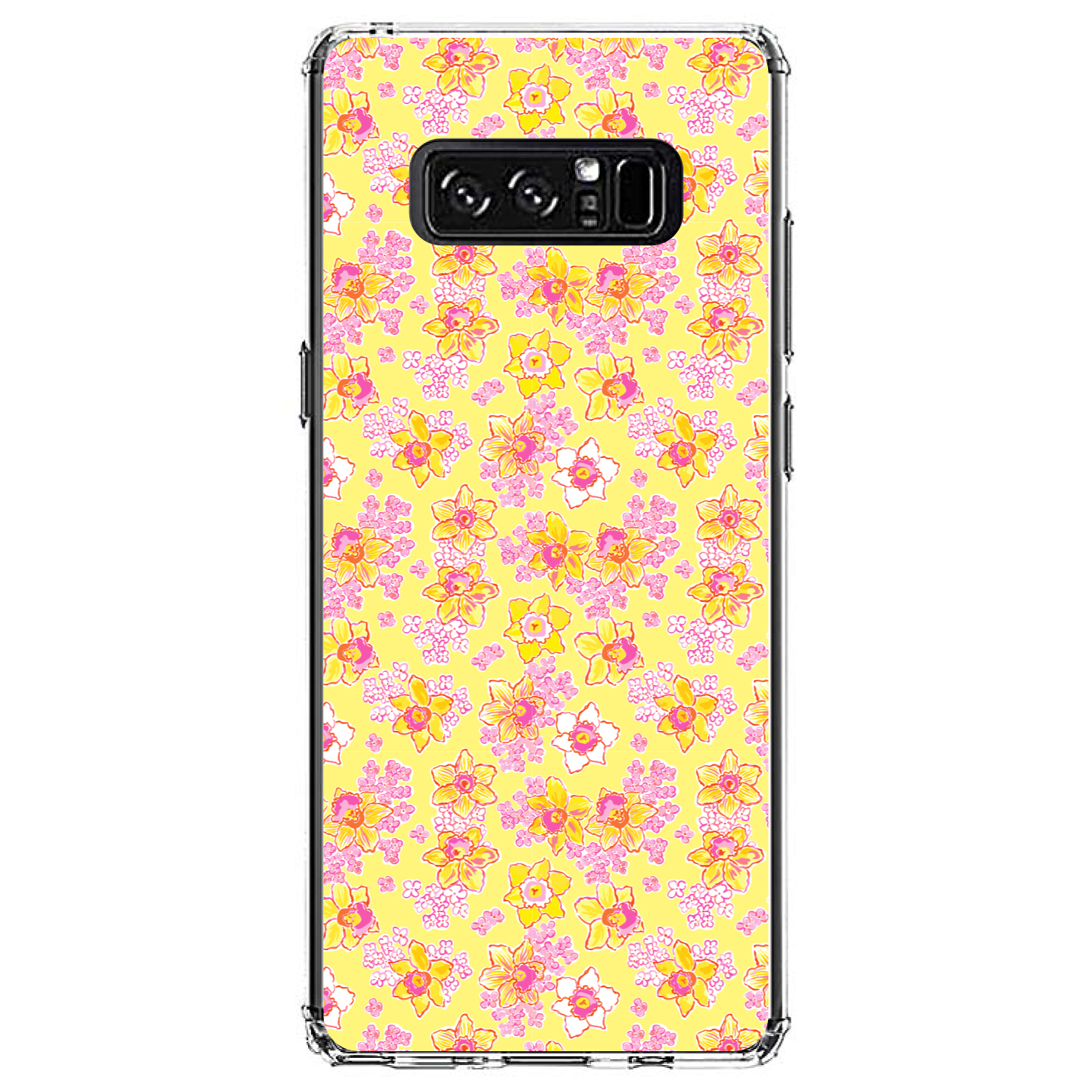 Clear Case for Galaxy Note Preppy Pink Yellow White Flowers - Picture 7 of 7