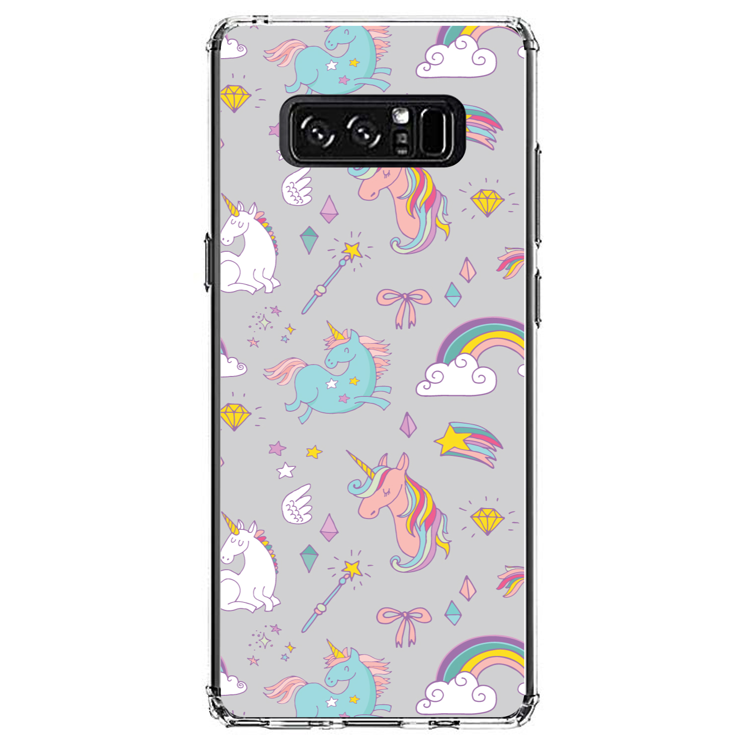 Clear Case for Galaxy Note Unicorn Rainbow Wand Grey - Picture 7 of 7