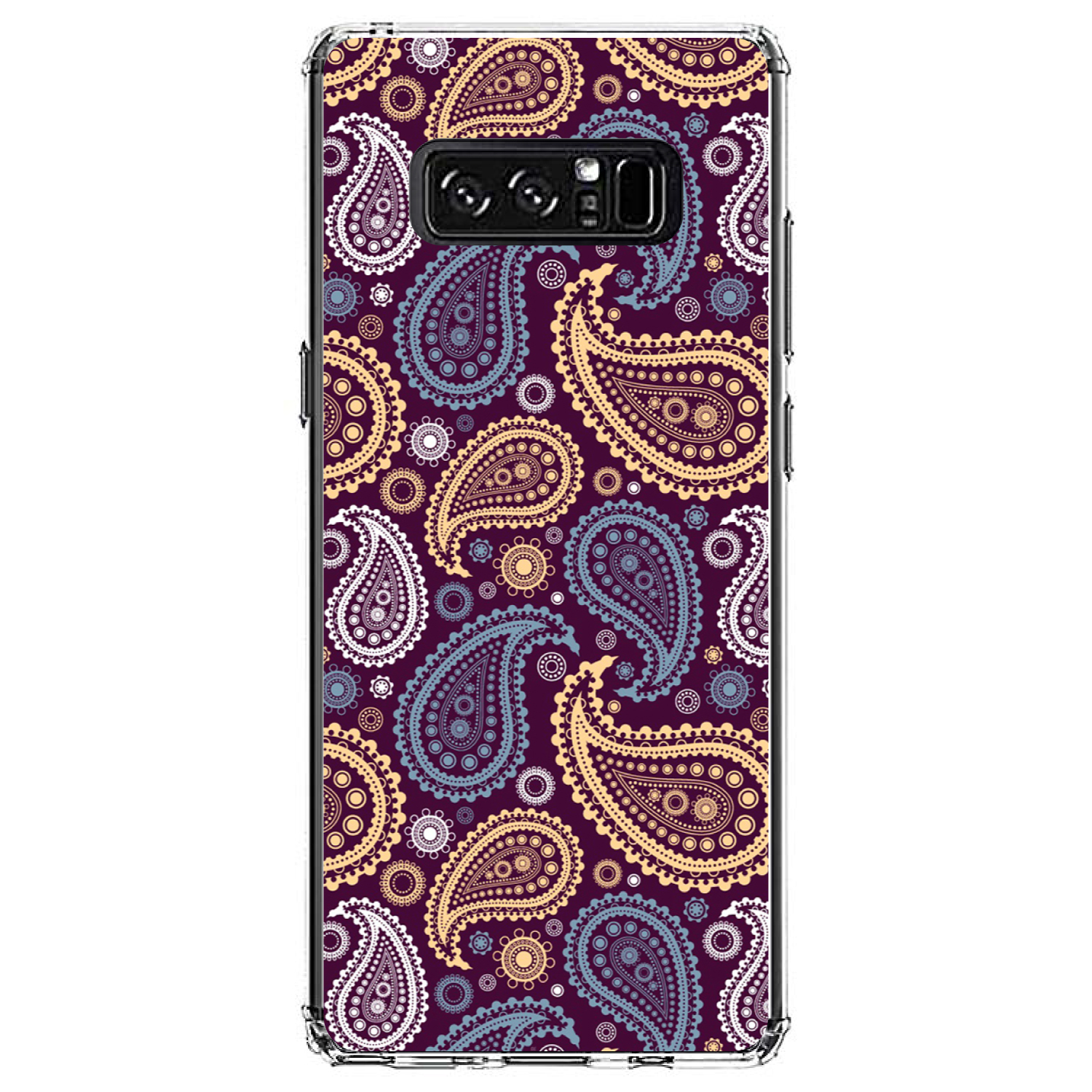 Clear Case for Galaxy Note Purple Yellow Blue Paisley - Picture 7 of 7