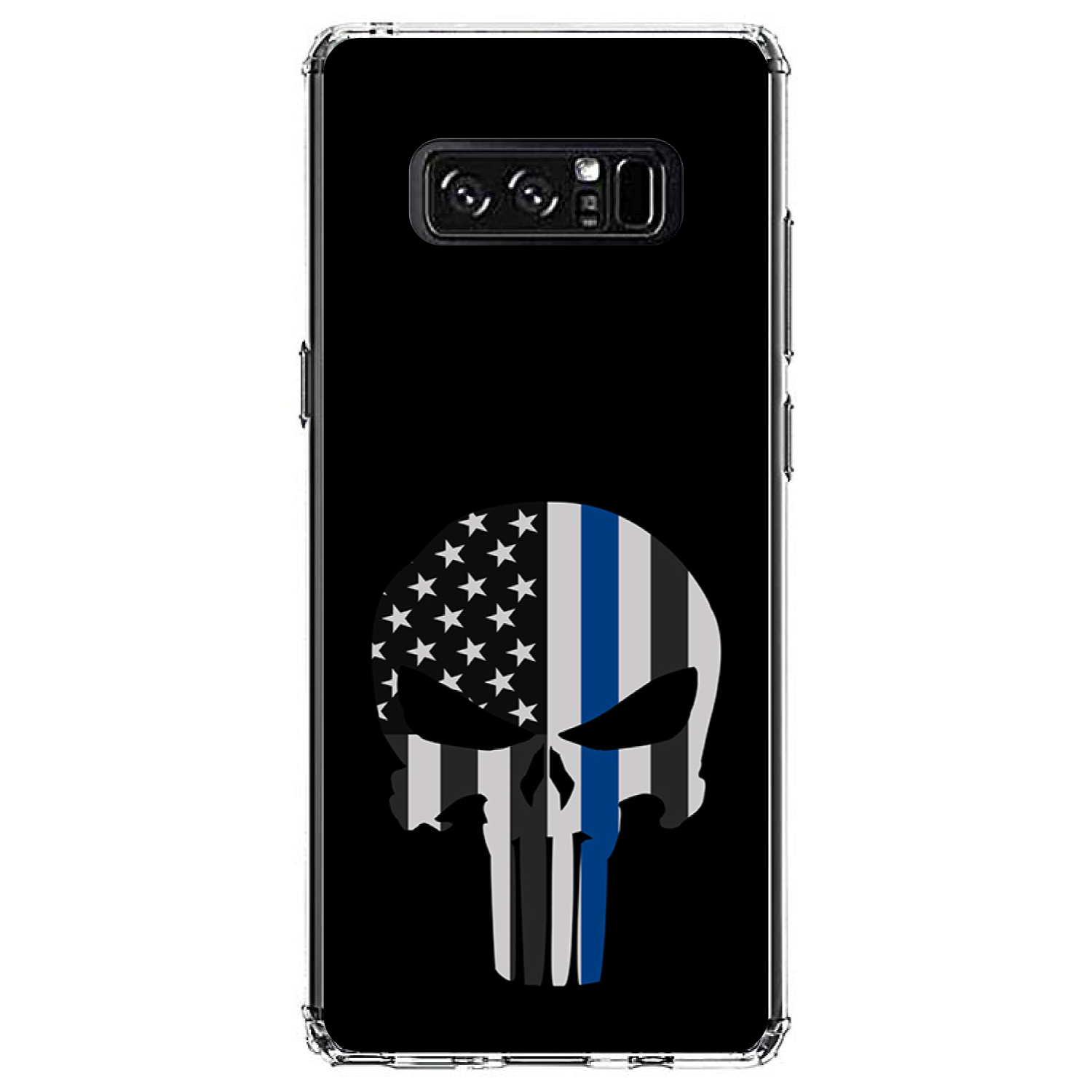 Clear Case for Galaxy Note Thin Blue Line Skull - Picture 7 of 7