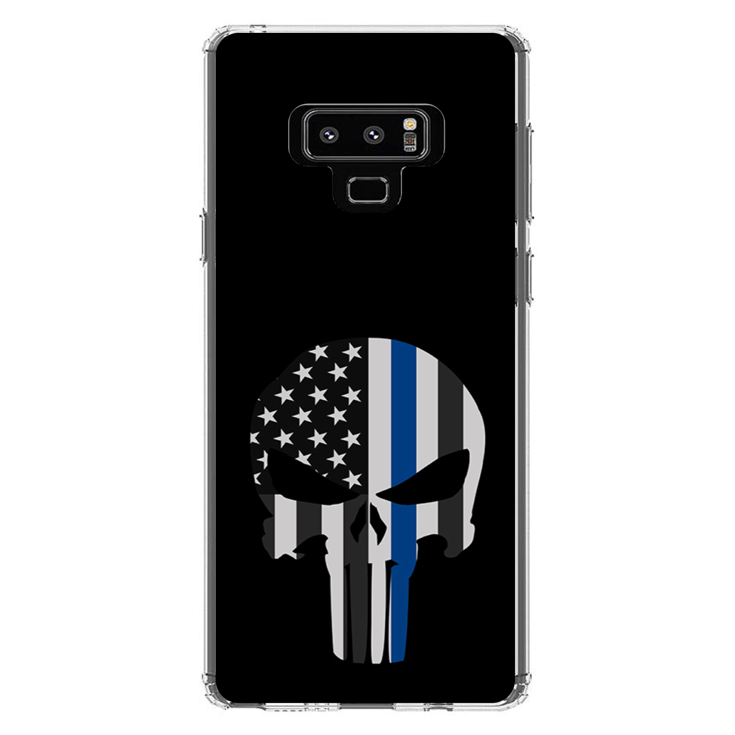 Clear Case for Galaxy Note Thin Blue Line Skull - Picture 6 of 7