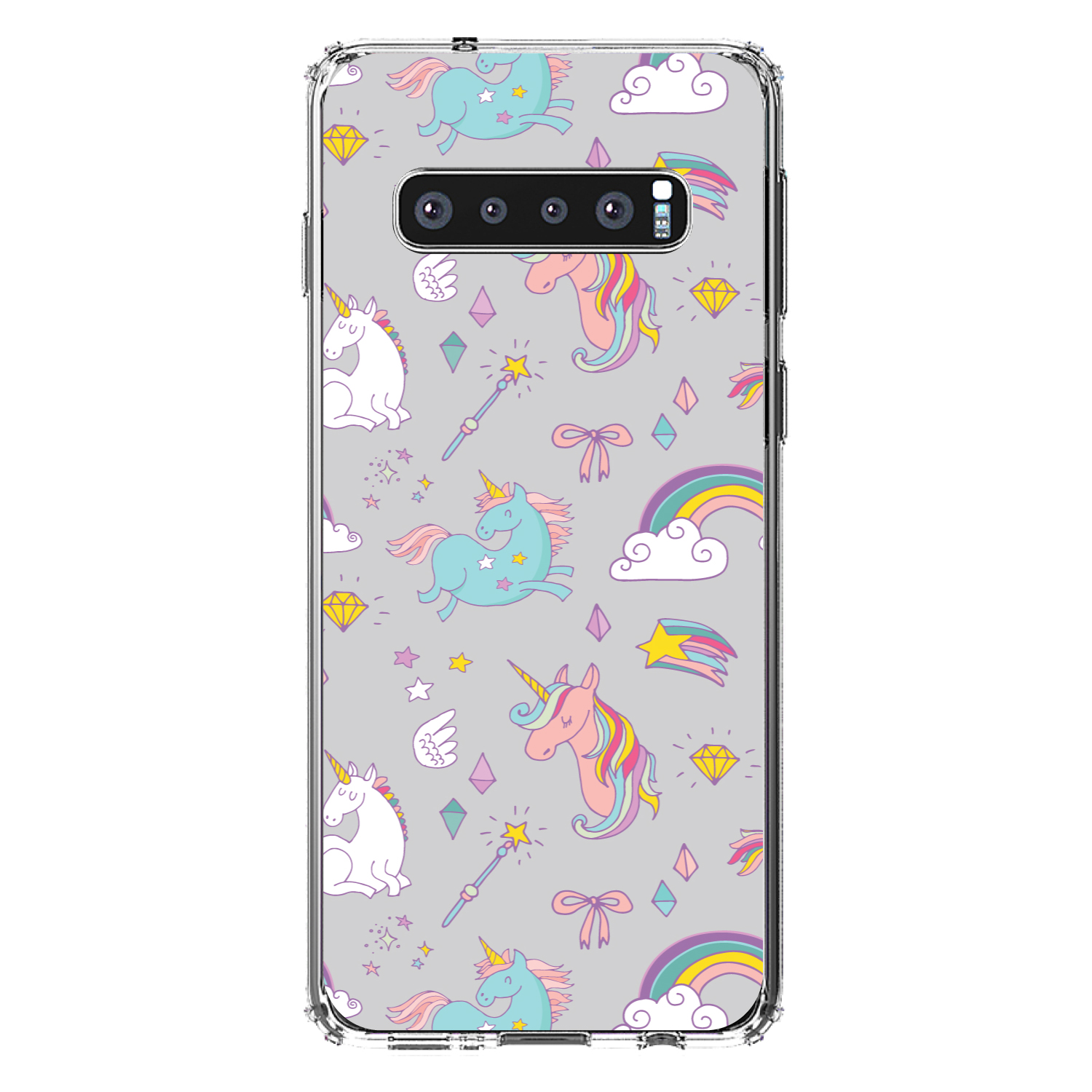 Estuche transparente para varita arco iris unicornio gris Galaxy S (elige modelo) - Imagen 8 de 12