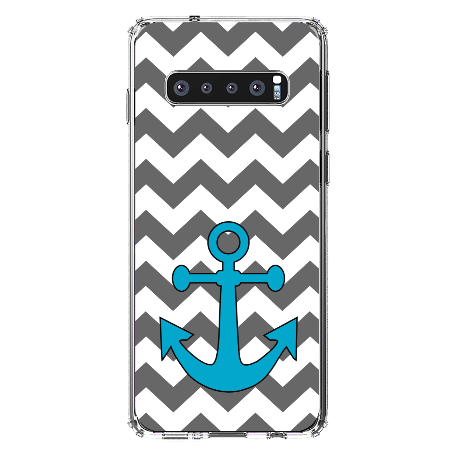 Clear Case für Galaxy S (Modell auswählen) grau weiß Chevron türkis Anker - Bild 8 von 12