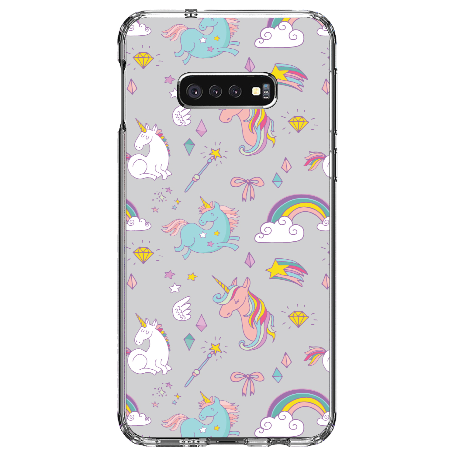 Estuche transparente para varita arco iris unicornio gris Galaxy S (elige modelo) - Imagen 10 de 12