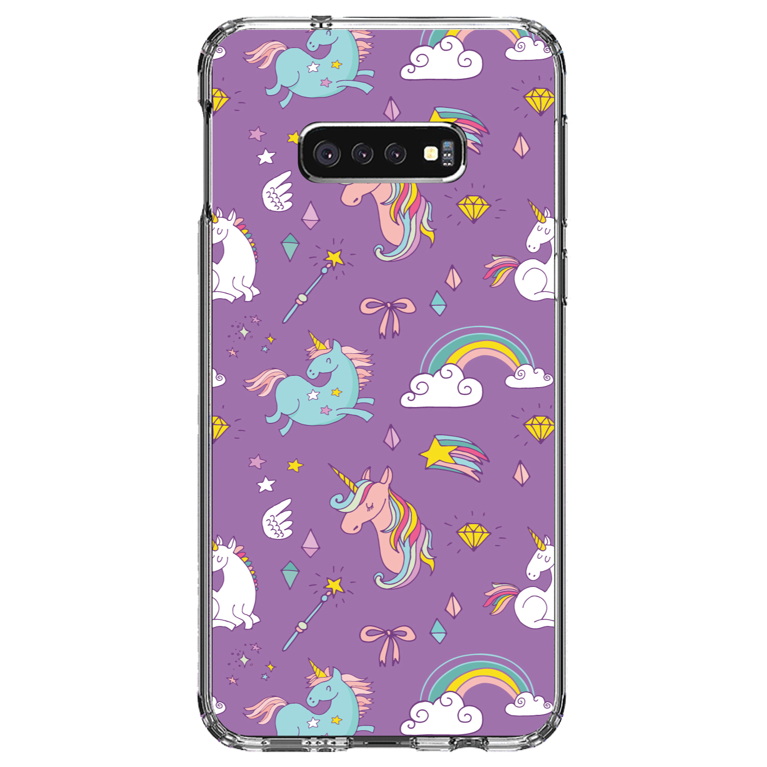 Clear Case for Galaxy S (Pick Model) Unicorn Rainbow Wand Purple - Picture 10 of 12