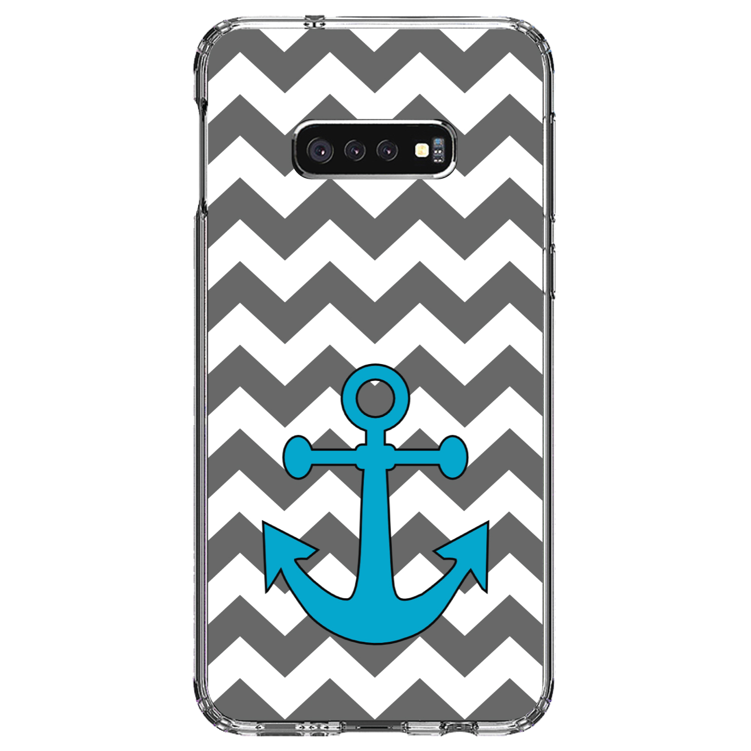 Clear Case für Galaxy S (Modell auswählen) grau weiß Chevron türkis Anker - Bild 10 von 12