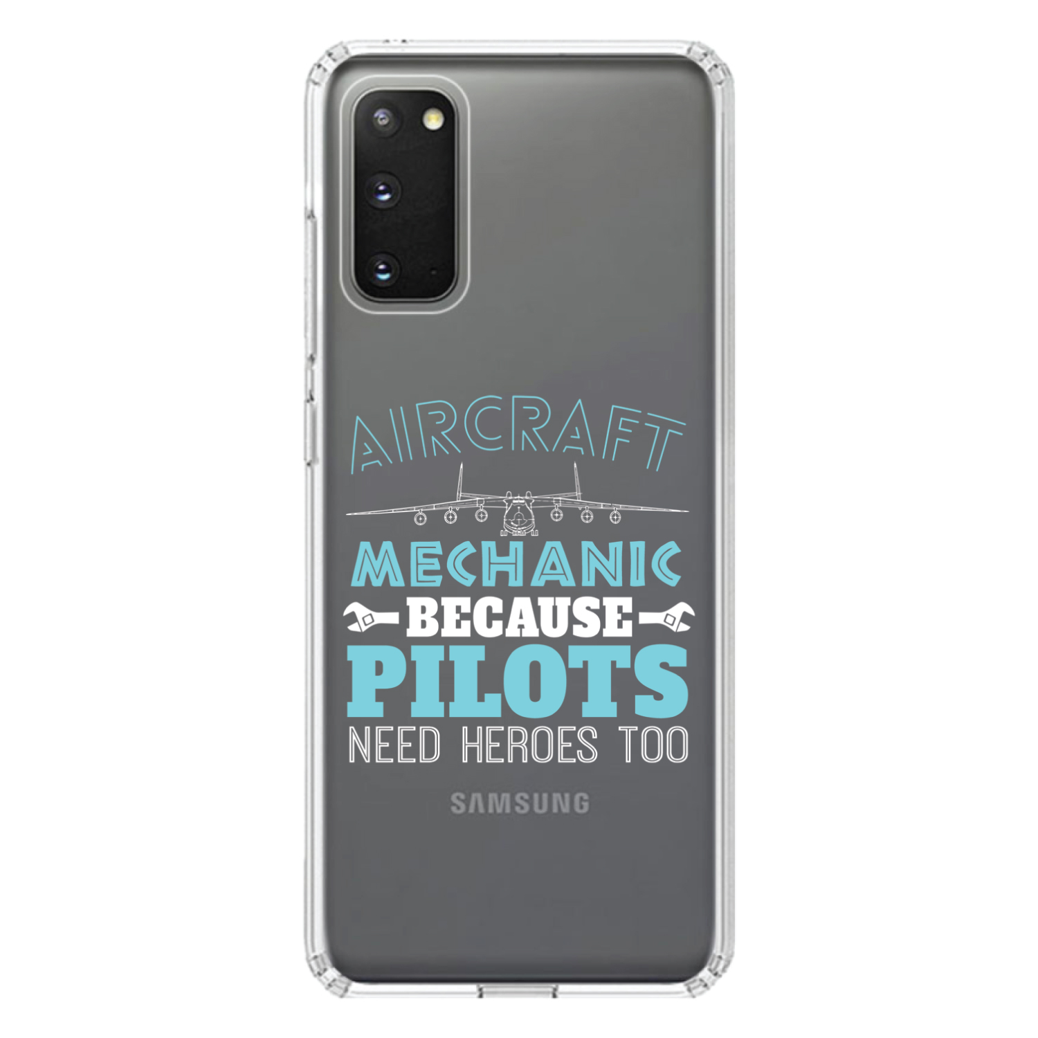 Estuche transparente para Galaxy S (elige modelo) aviones pilotos mecánicos también necesitan héroes