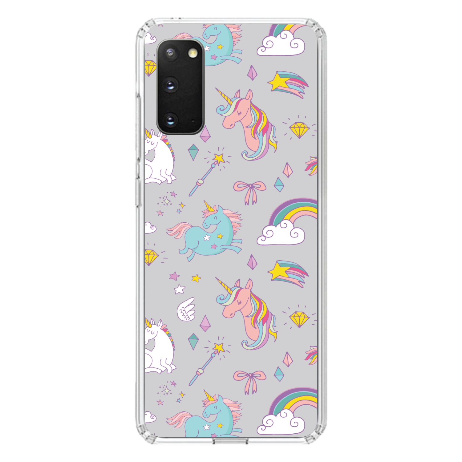 Estuche transparente para varita arco iris unicornio gris Galaxy S (elige modelo) - Imagen 5 de 12