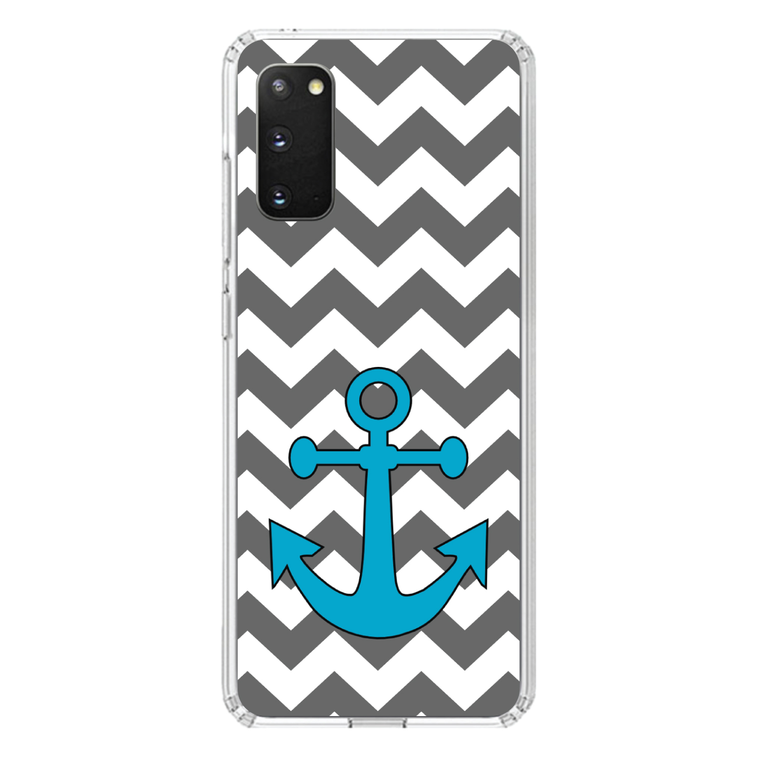 Clear Case für Galaxy S (Modell auswählen) grau weiß Chevron türkis Anker - Bild 5 von 12