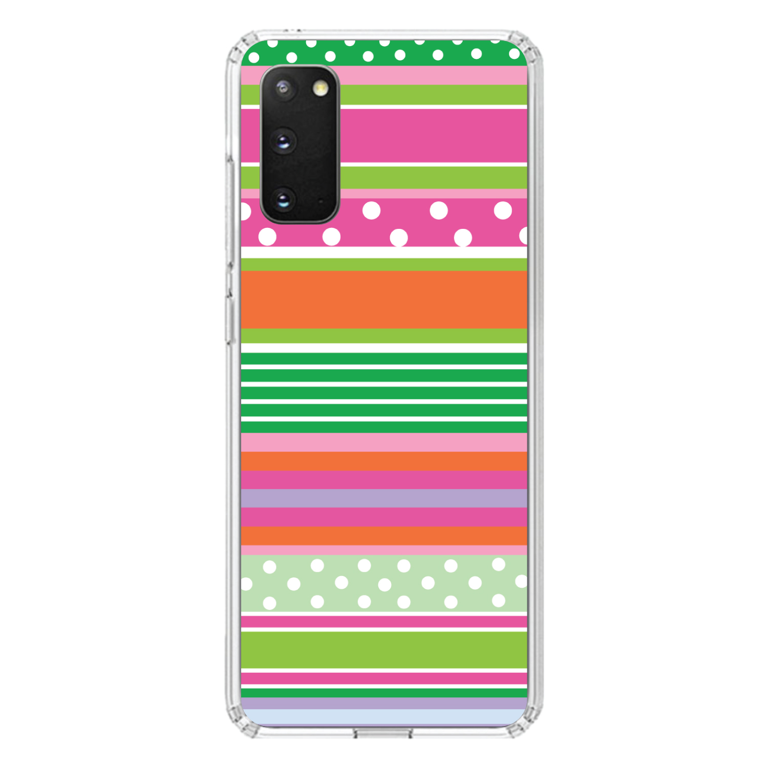 Clear Case for Galaxy S (Pick Model) Green Pink White Stripe Polka Dot