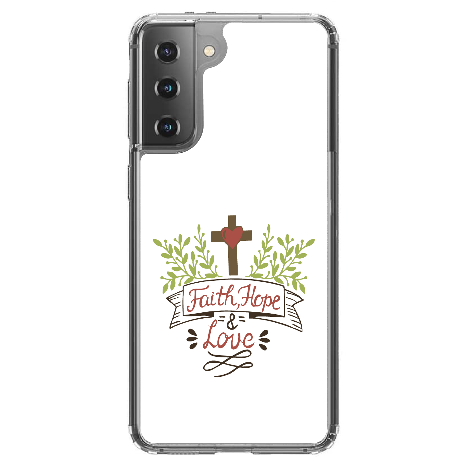 Clear Case für Galaxy S (Modell auswählen) Glaube, Hoffnung & Liebe Kreuz & Blätter - Bild 2 von 12