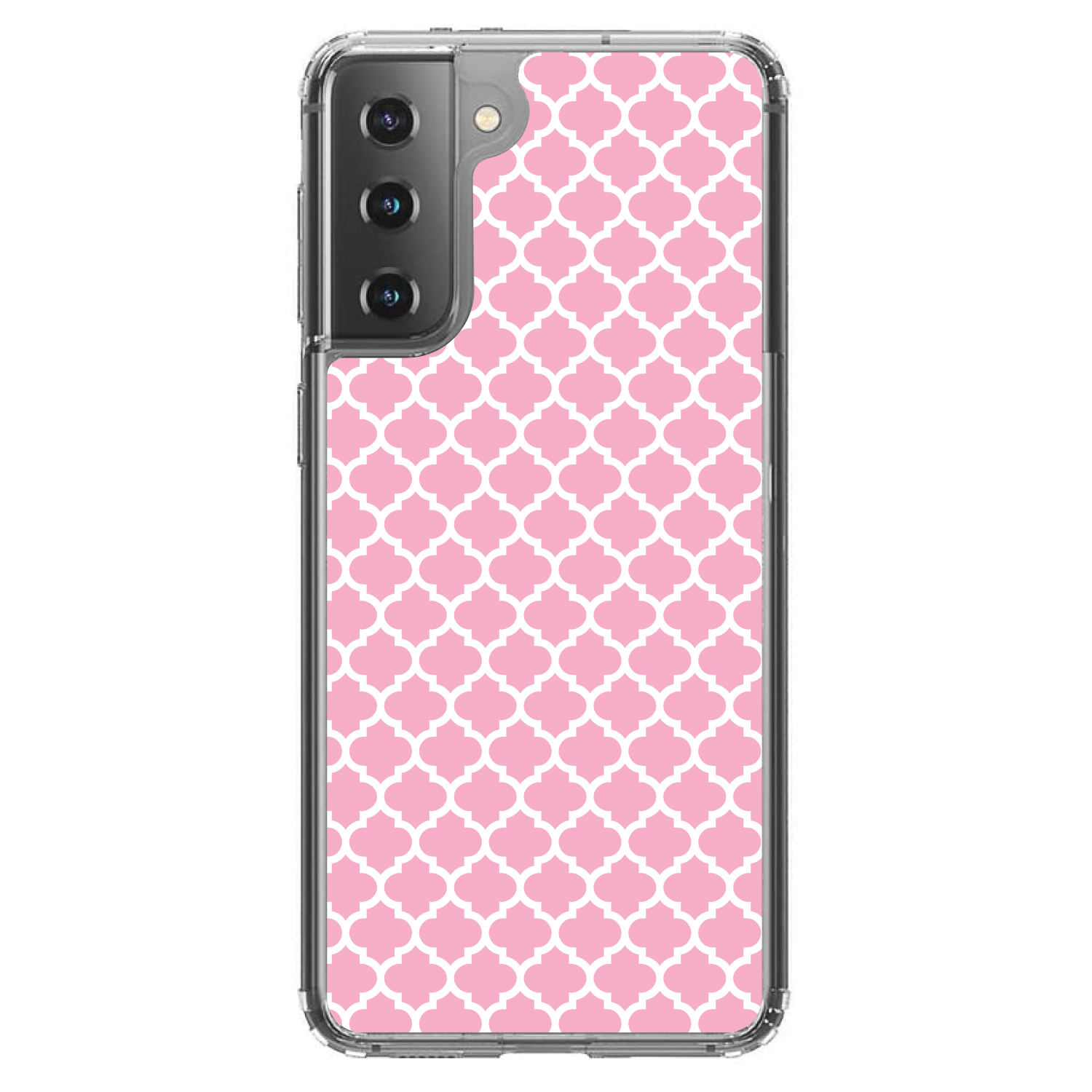 Clear Case for Galaxy S (Pick Model) Pink White Moroccan Lattice - Picture 2 of 12