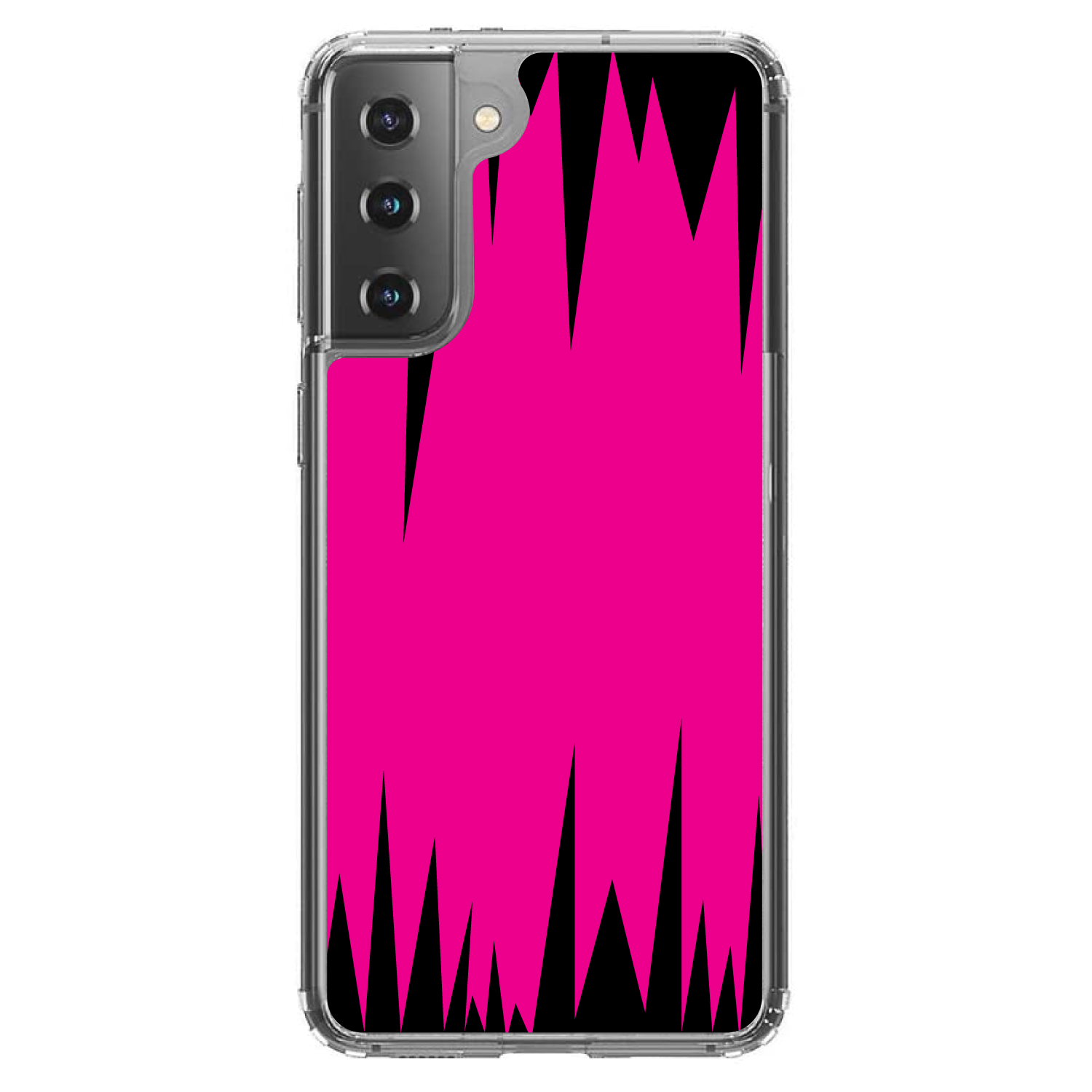 Clear Case for Galaxy S (Pick Model) Neon Pink Black Spikes