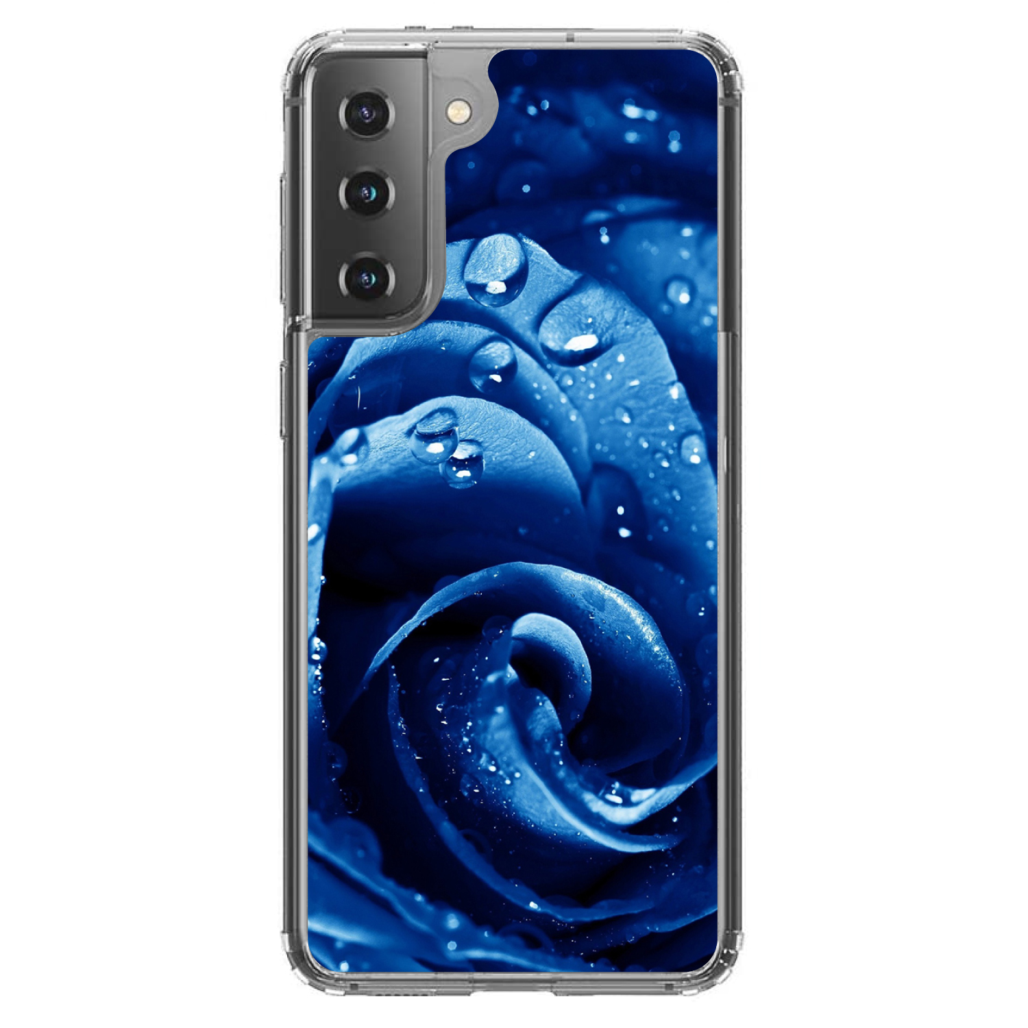 Clear Case for Galaxy S (Pick Model) Blue Dew Covered Rose - Picture 2 of 12