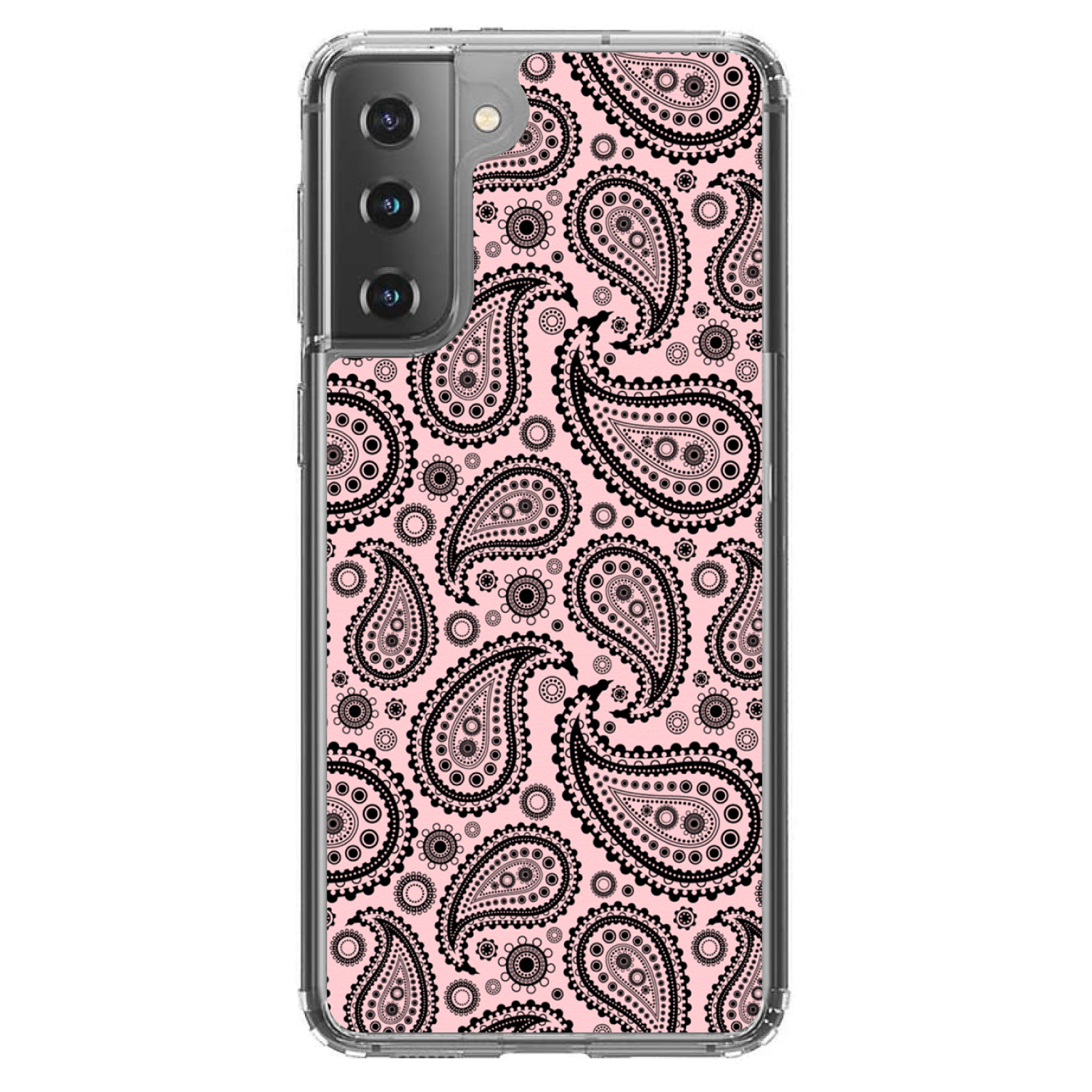 Clear Case for Galaxy S (Pick Model) Black & Pink Paisley - Picture 2 of 12