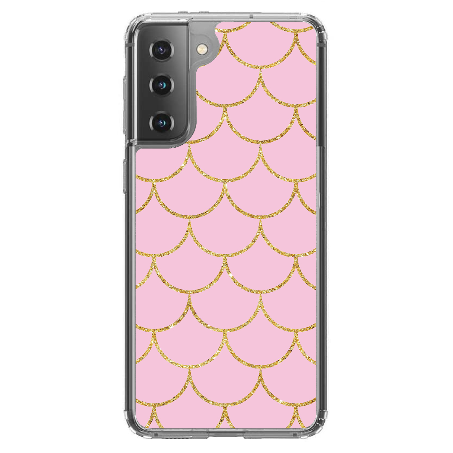 Clear Case for Galaxy S (Pick Model) Pink & Gold Print Scalloped - Picture 2 of 12
