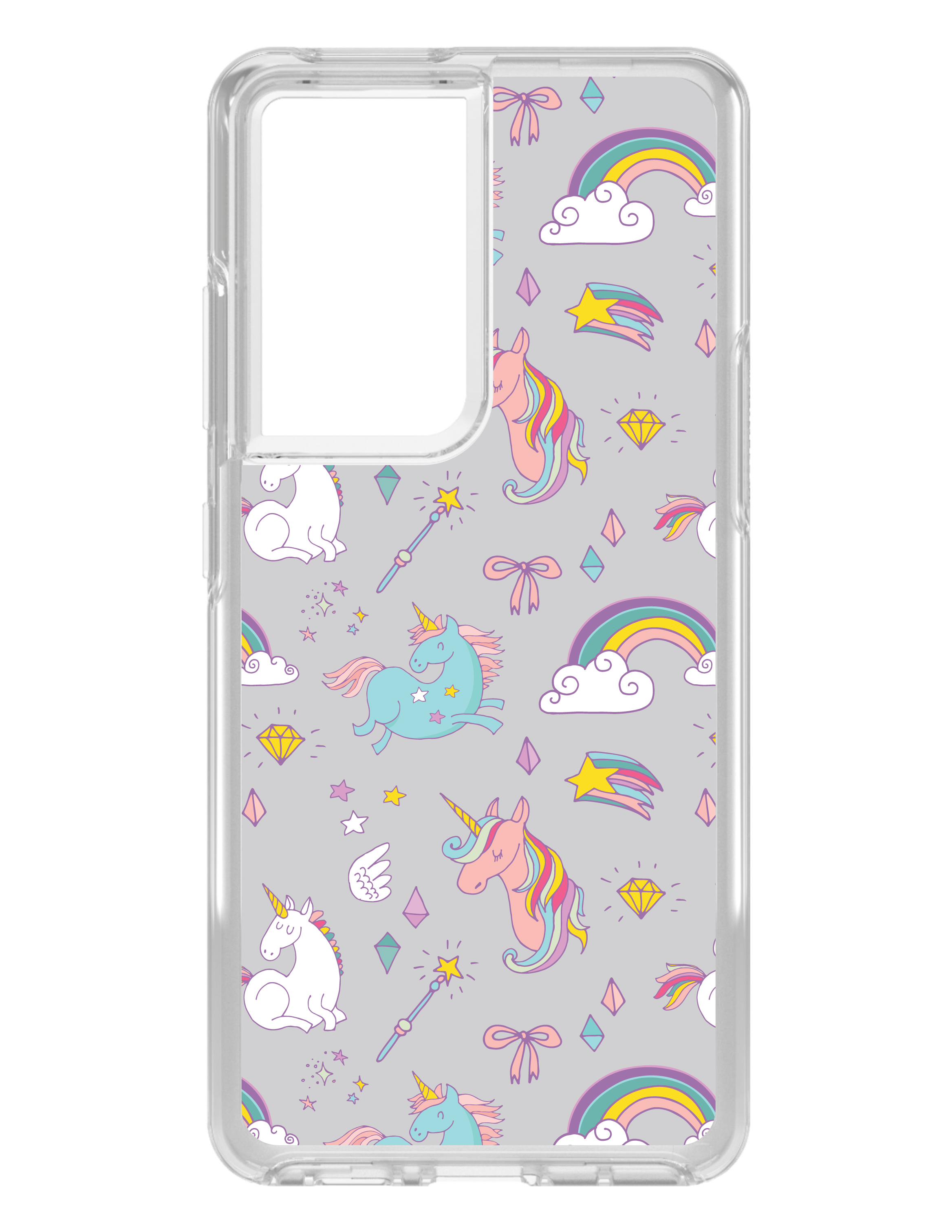 Estuche transparente para varita arco iris unicornio gris Galaxy S (elige modelo) - Imagen 4 de 12