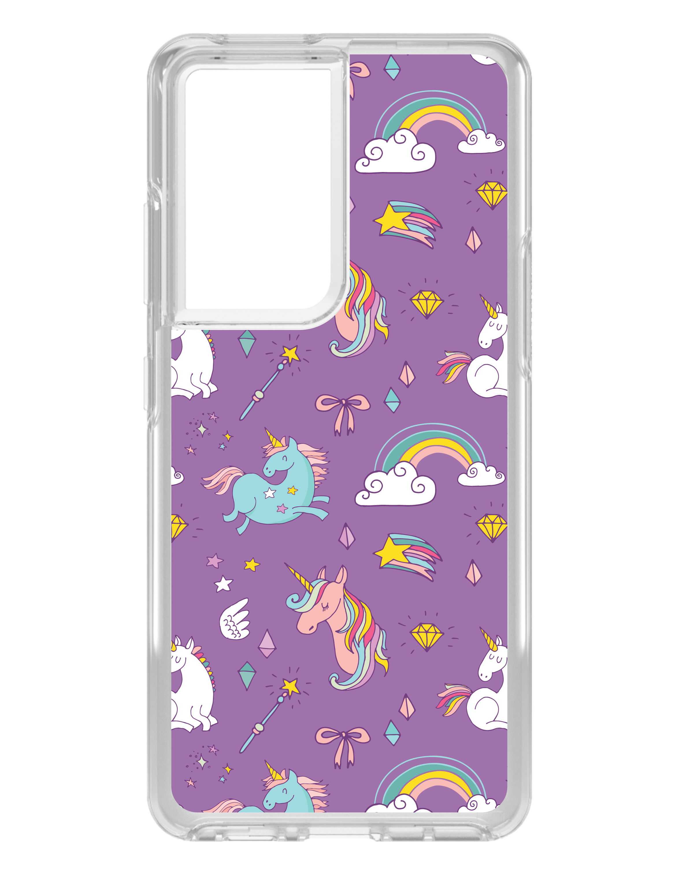 Clear Case for Galaxy S (Pick Model) Unicorn Rainbow Wand Purple - Picture 4 of 12