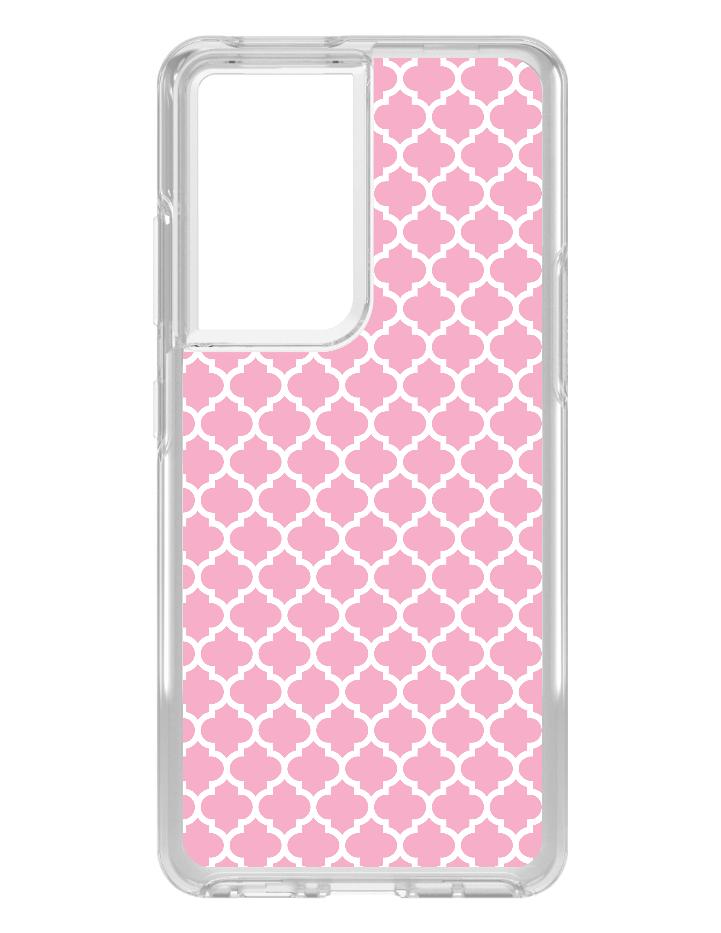 Clear Case for Galaxy S (Pick Model) Pink White Moroccan Lattice - Picture 4 of 12
