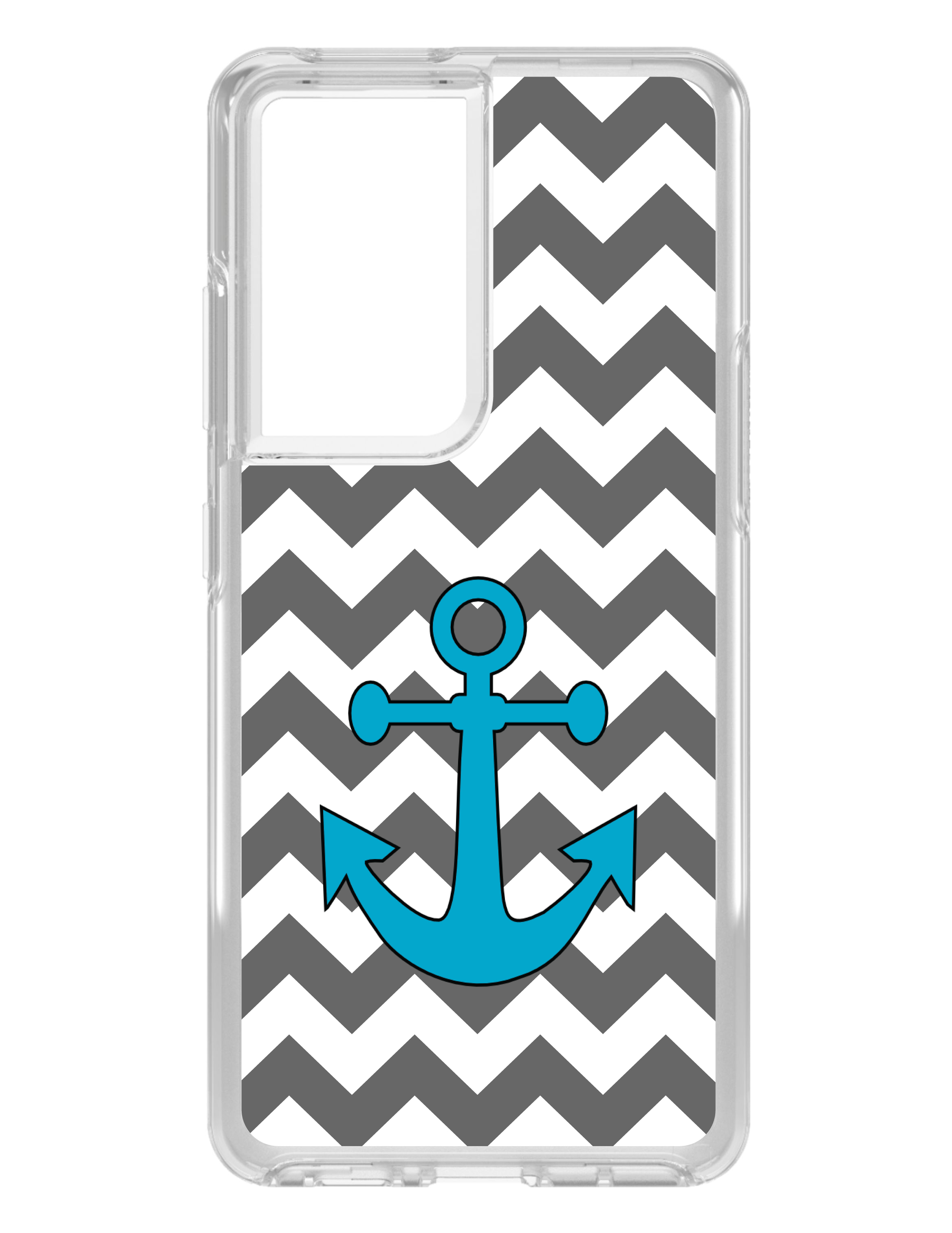 Clear Case für Galaxy S (Modell auswählen) grau weiß Chevron türkis Anker - Bild 4 von 12