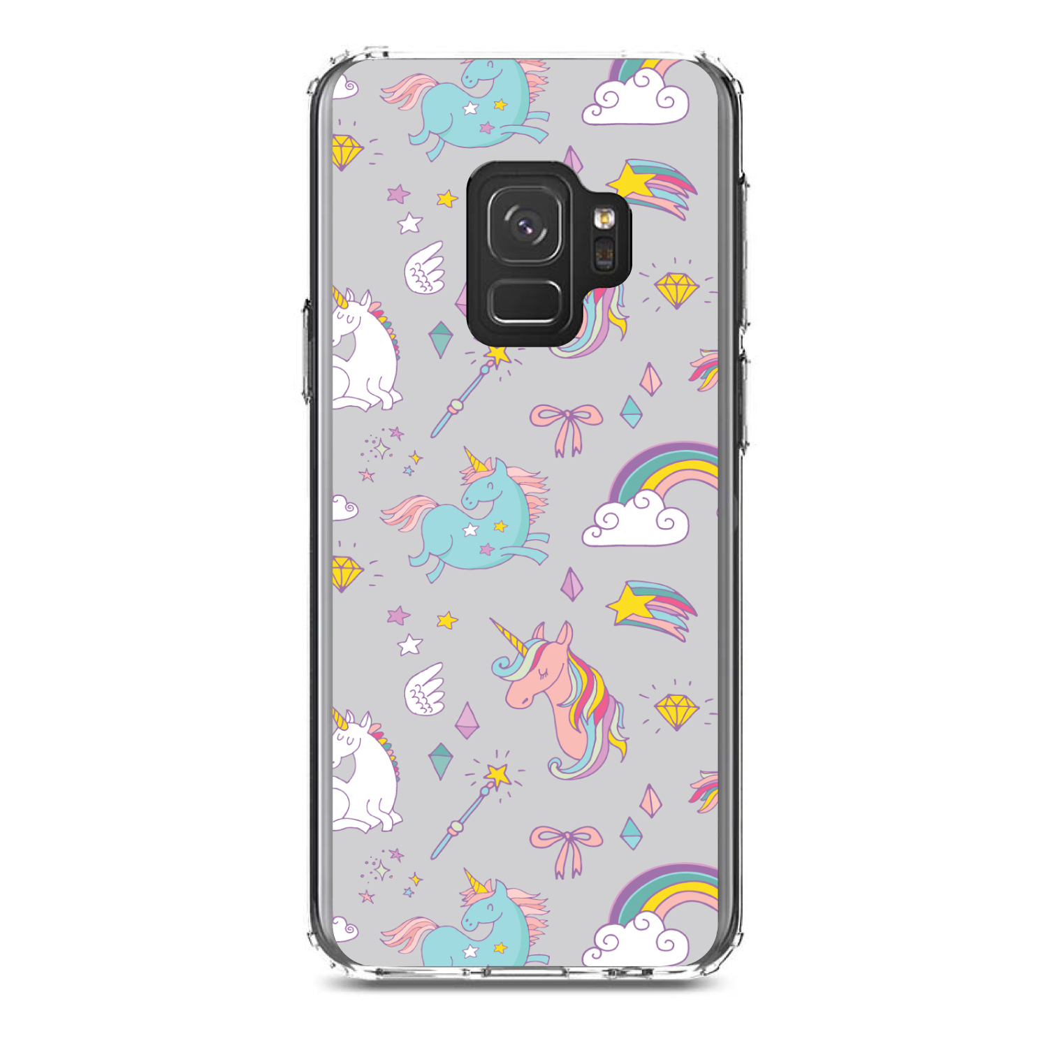 Estuche transparente para varita arco iris unicornio gris Galaxy S (elige modelo) - Imagen 11 de 12