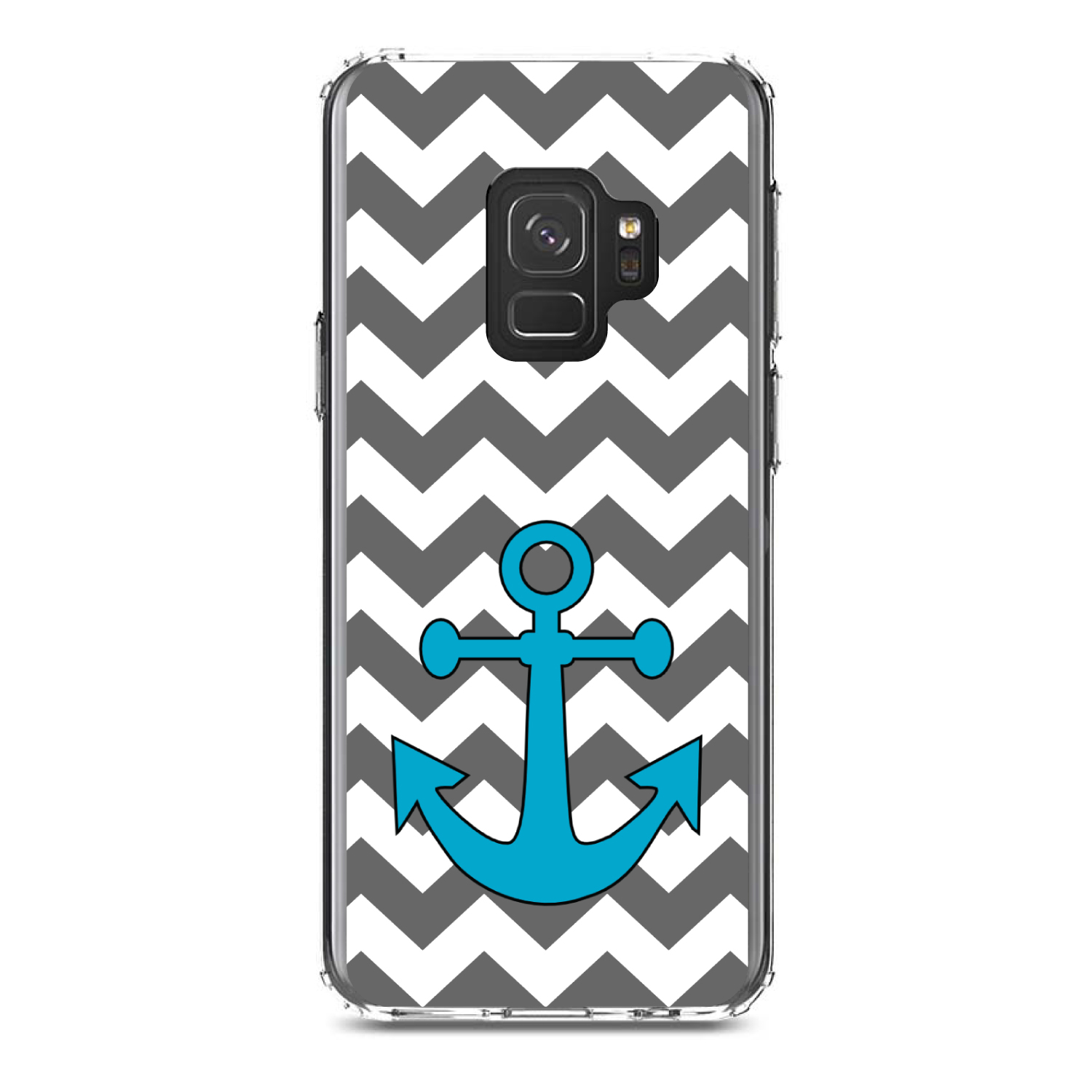 Clear Case für Galaxy S (Modell auswählen) grau weiß Chevron türkis Anker - Bild 11 von 12