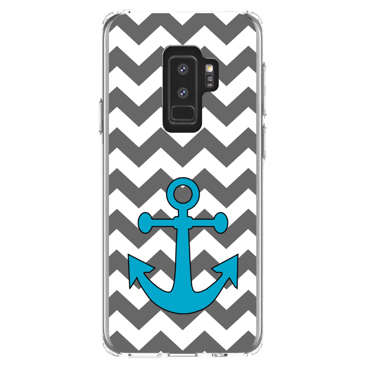 Clear Case für Galaxy S (Modell auswählen) grau weiß Chevron türkis Anker - Bild 12 von 12