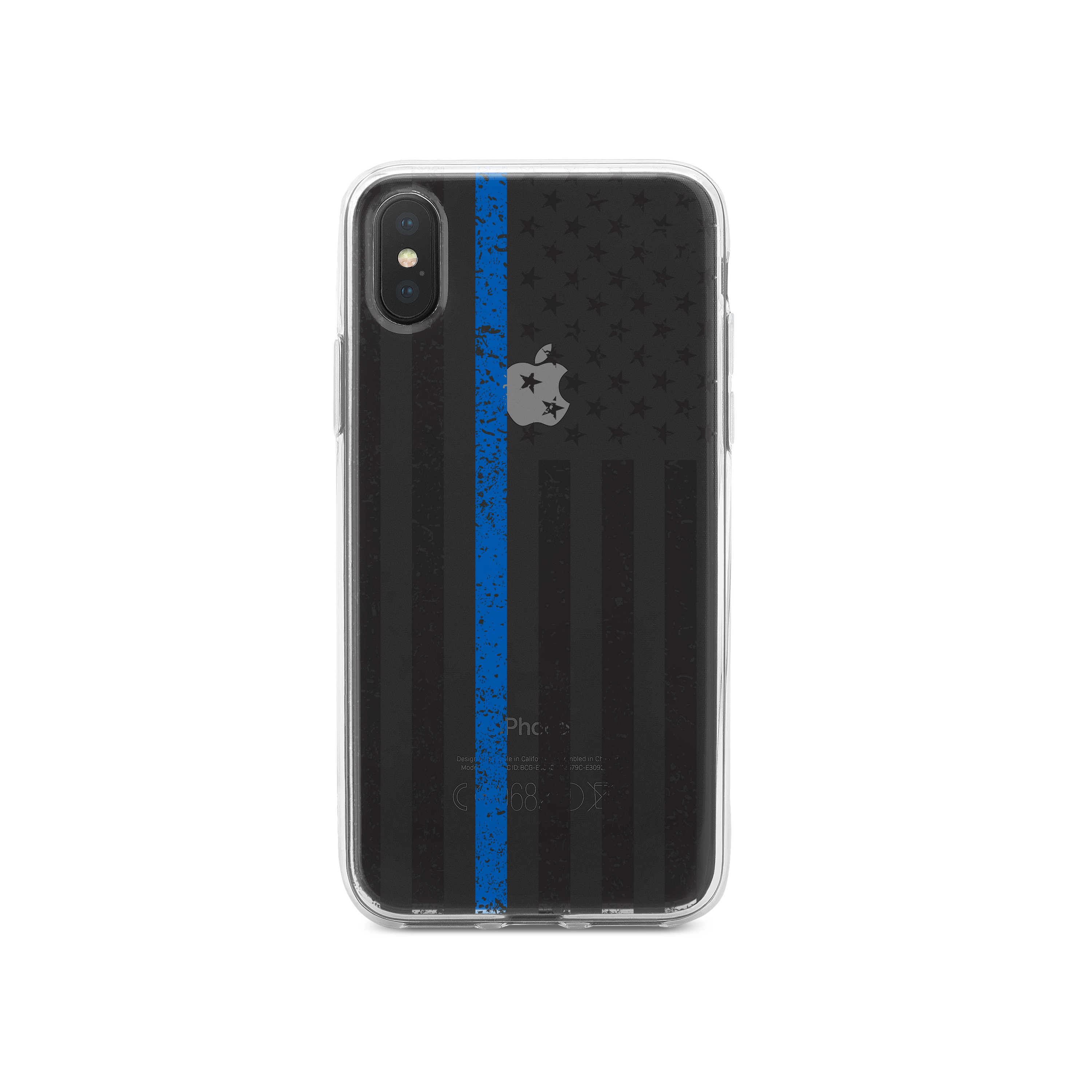 Clear Case for iPhone Pick Model Weathered Thin Blue Line US Flag