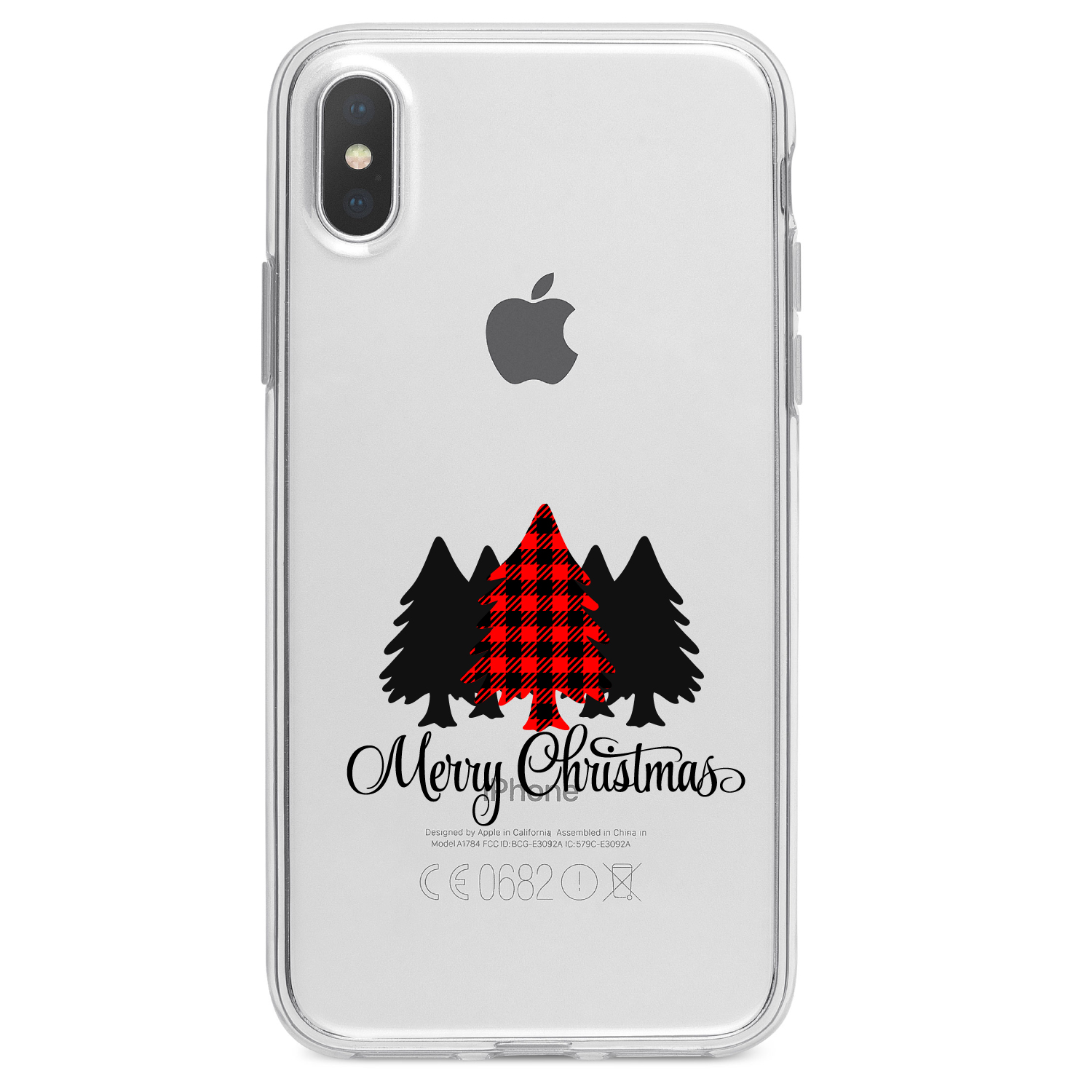 Clear Case for iPhone Pick Model Merry Christmas Plaid Tree