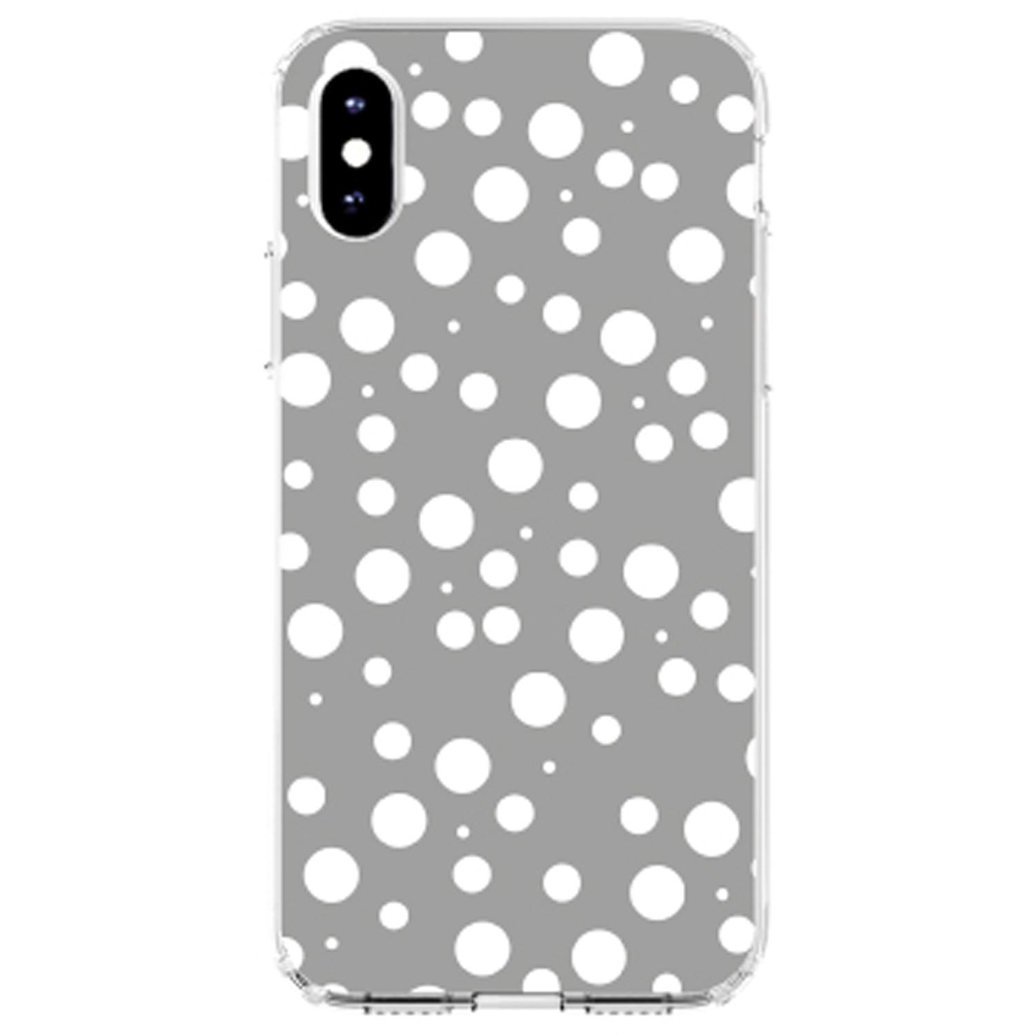 Clear Case For Iphone Pick Model Silver White Bubbles Polka Dots Ebay