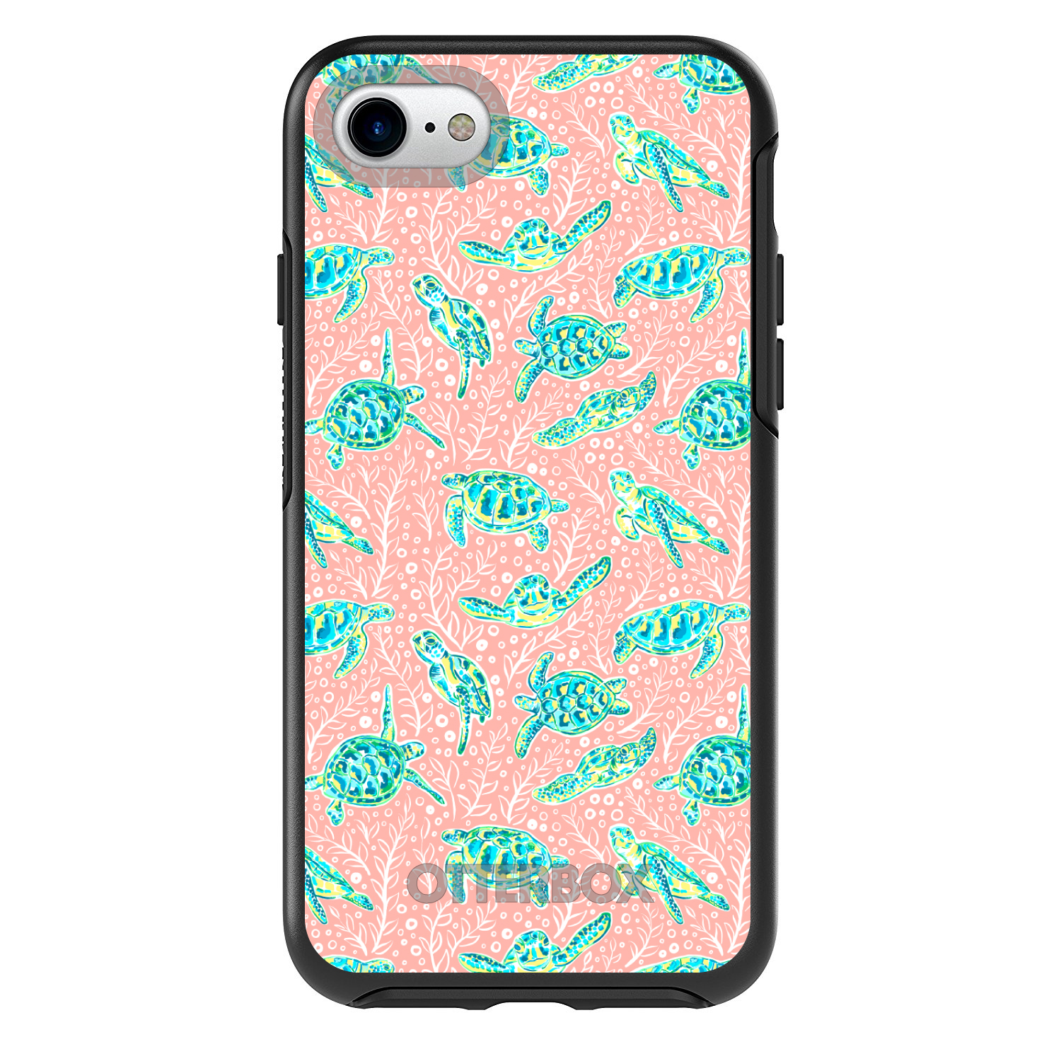 OtterBox Symmetry für Apple iPhone (Modell auswählen) Preppy Turtles rosa Hintergrund - Bild 2 von 20