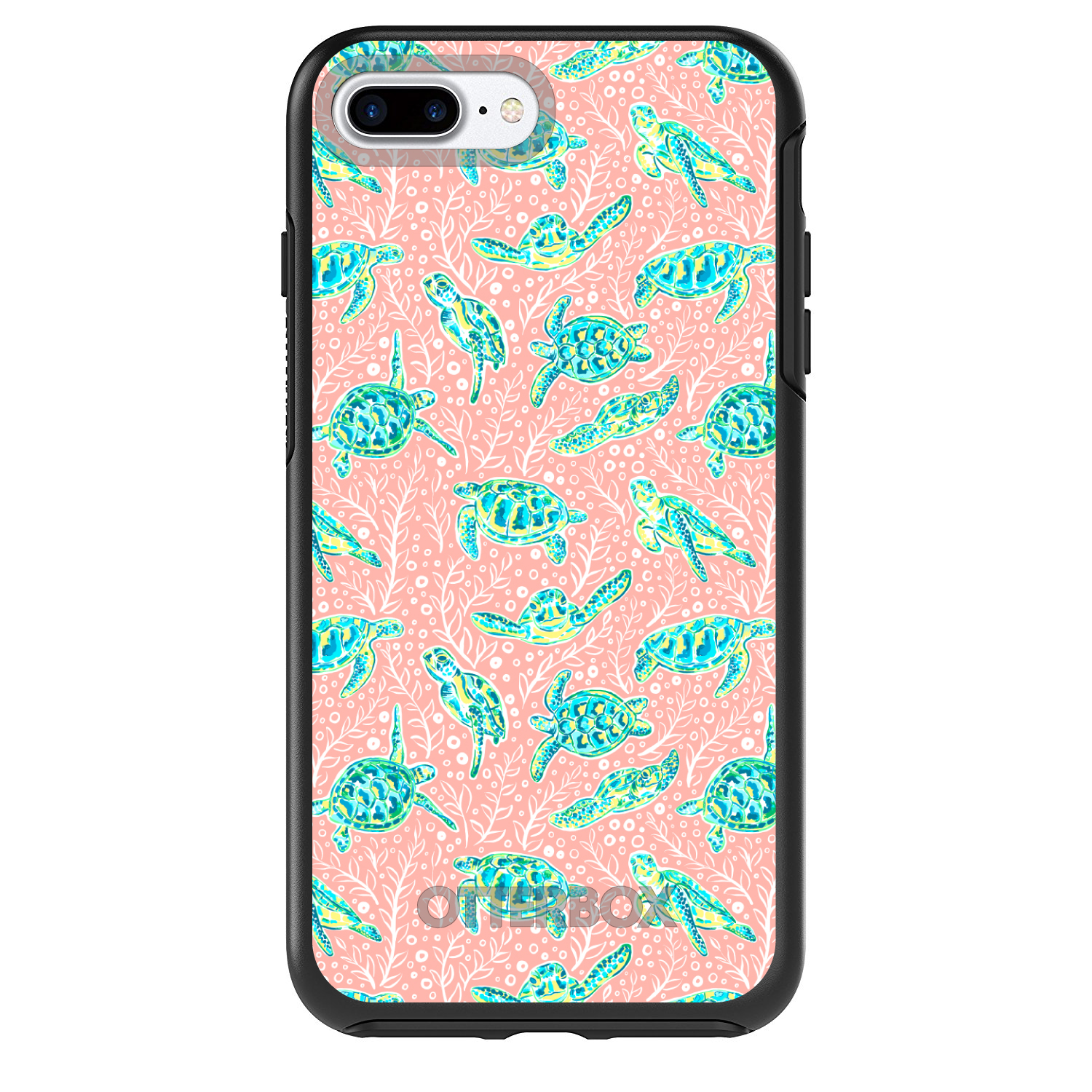 OtterBox Symmetry für Apple iPhone (Modell auswählen) Preppy Turtles rosa Hintergrund - Bild 3 von 20
